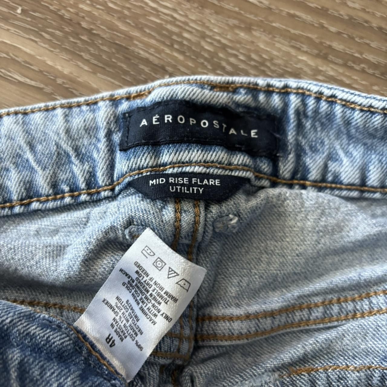 Aeropostale Crazy Vintage Y2K/2000s Aeropostale Mid Rise Flare Cargo Denim Jeans! Size 27" / US 4 / IT 40 - 6 Thumbnail