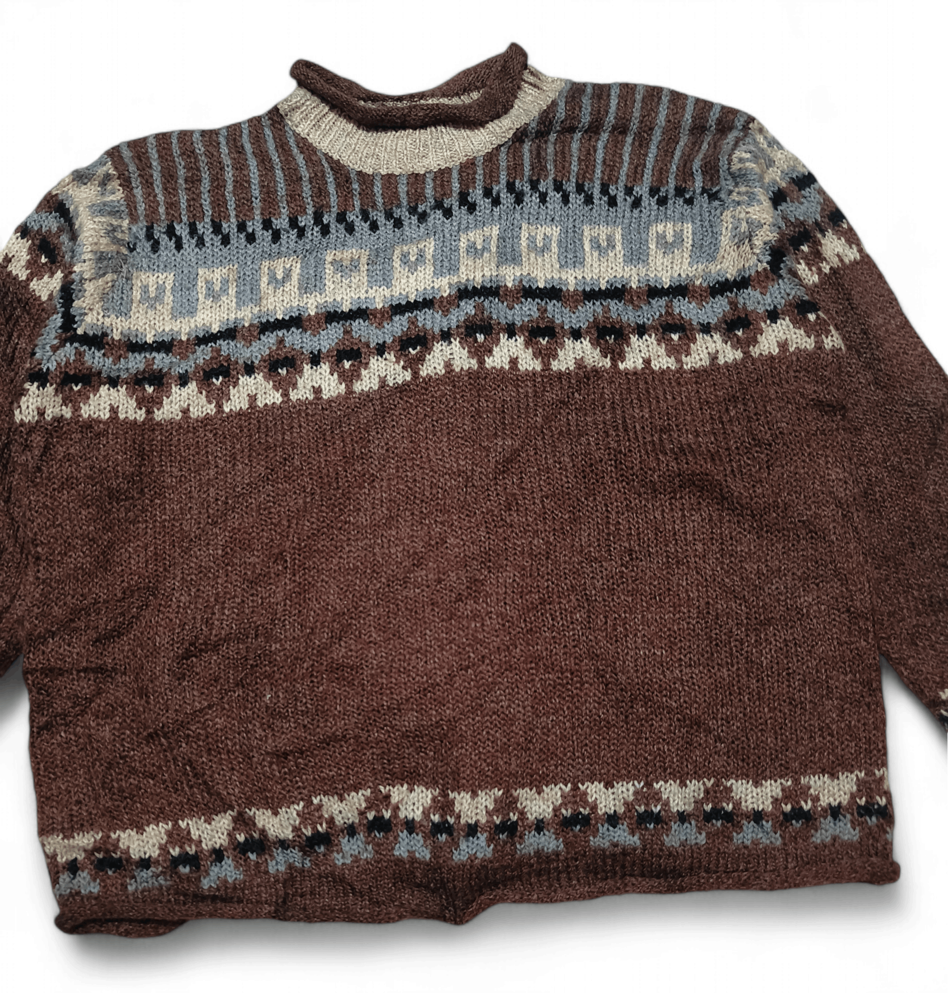Other Vintage 80s CLAUDIA D Ethnic Motifs Pattern Knit Sweater Size US L / EU 52-54 / 3 - 2 Thumbnail