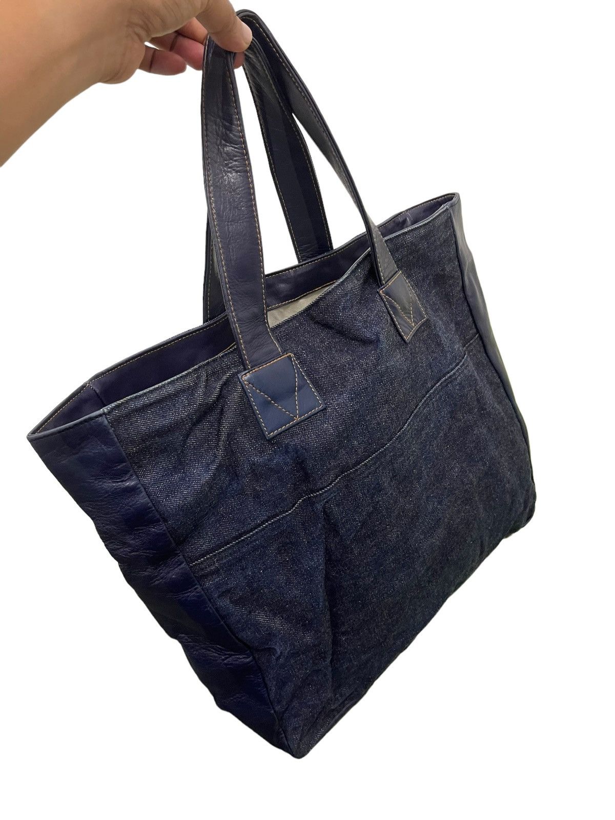 Japanese Brand Leather Denim Red Ear Paul Smith Tote Bag 2🟩 Size ONE SIZE - 4 Thumbnail
