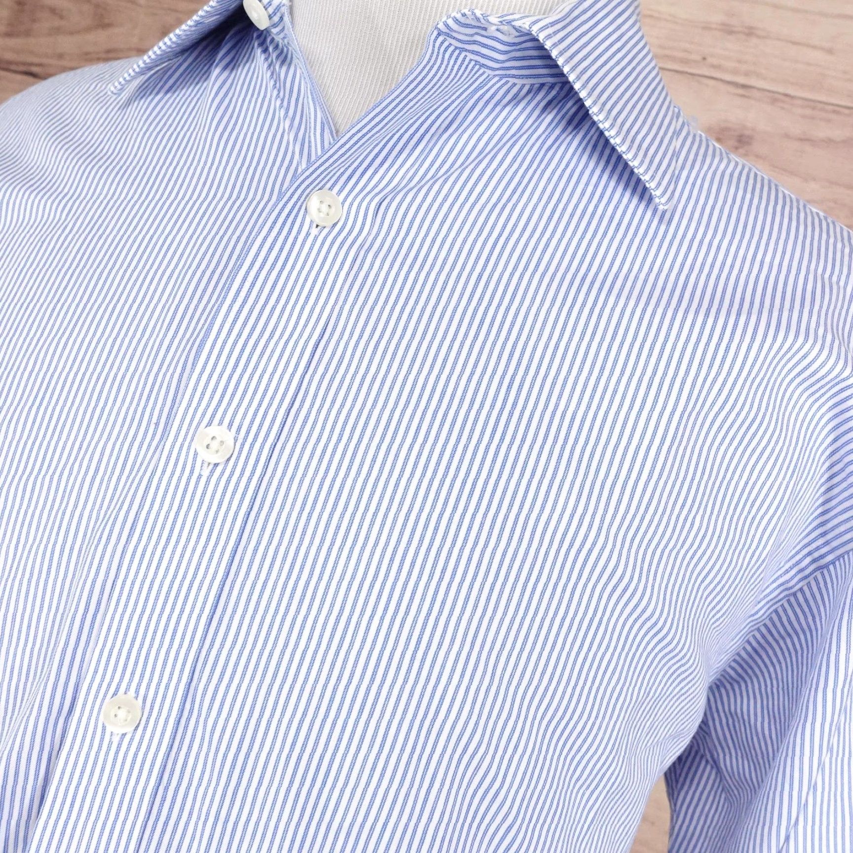 Michael Kors Michael Kors Dress Shirt Mens XL 17.5 34/35 Blue Stripe Cotton Regular Fit Size 46R - 2 Thumbnail