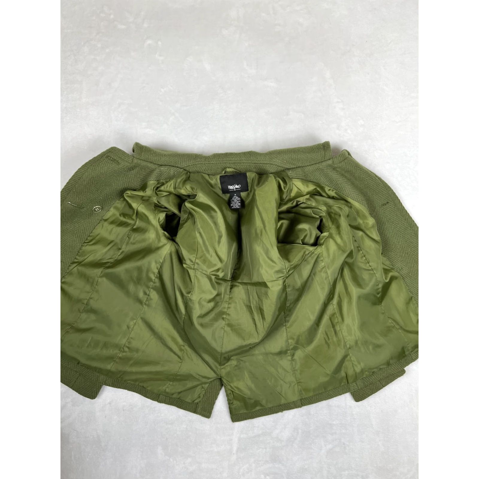 Mossimo Mossimo Coat Womens Medium Green Wool Herringbone Pea Coat Button Front Lined Size M / US 6-8 / IT 42-44 - 6 Thumbnail