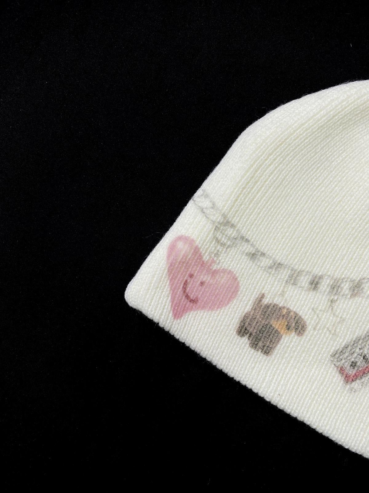 Japanese Brand Rare Y2k Charm Chain Graphic No Cuff Knit Beanie Hat White Size ONE SIZE - 2 Thumbnail