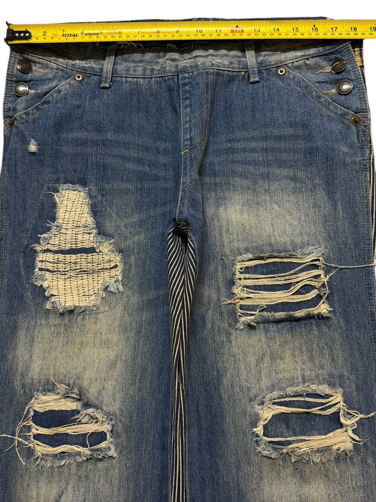 Number (N)ine Vintage 90s Japanese Brand Hybrid Mud Wash Distressed Baggy Size US 34 / EU 50 - 8 Thumbnail