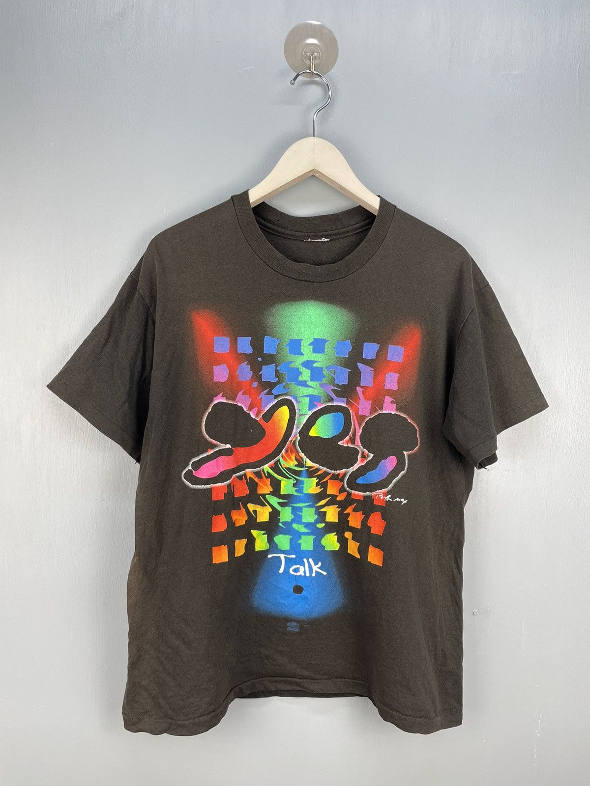Vintage 90s Yes Talk tour rock band sun faded t shirt
