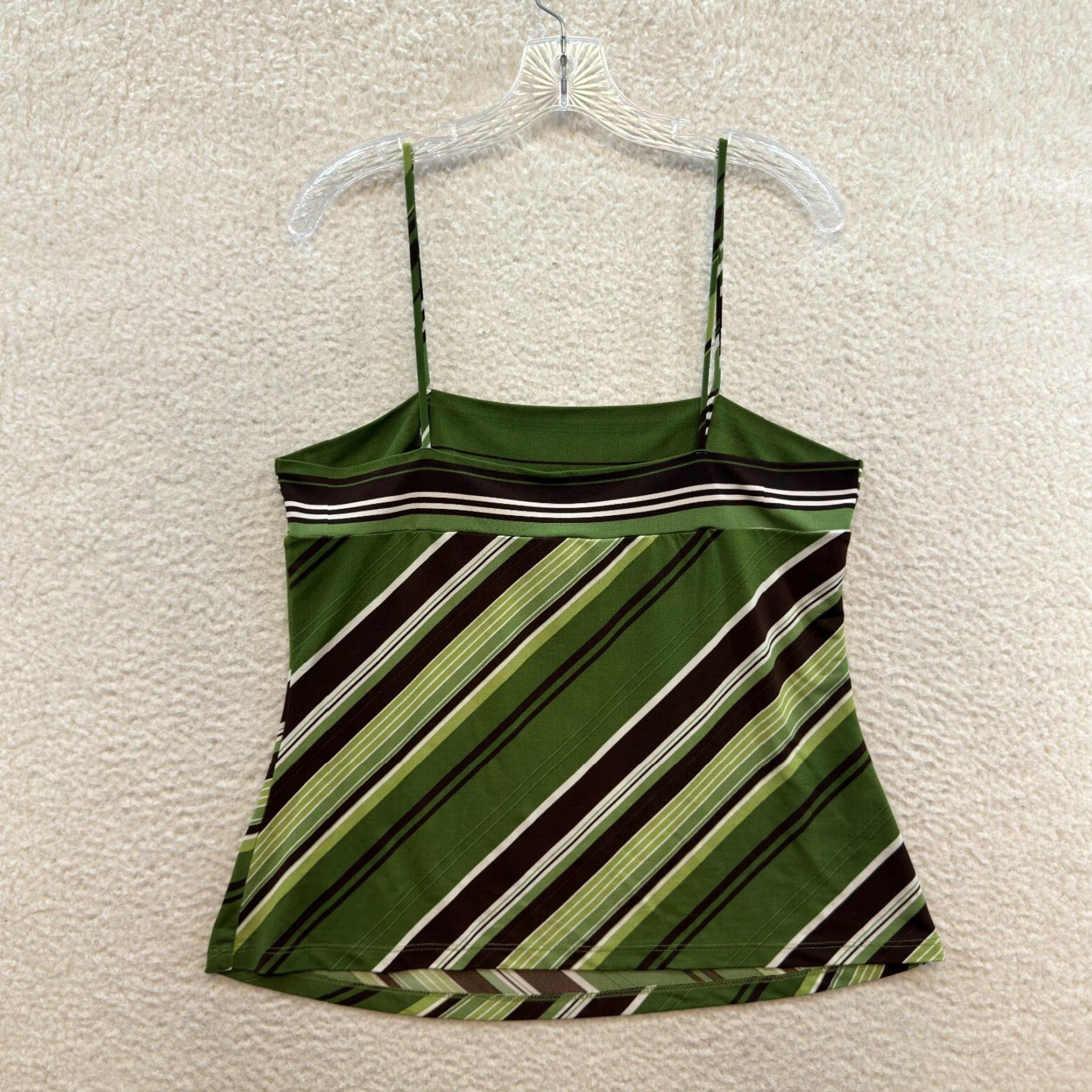 Vintage VINTAGE 90s Y2K Camisole Top XL Green Brown Striped Boho Fairy Grunge Whimsigoth Shirt Mens Girls Womens Size XL / US 12-14 / IT 48-50 - 2 Thumbnail