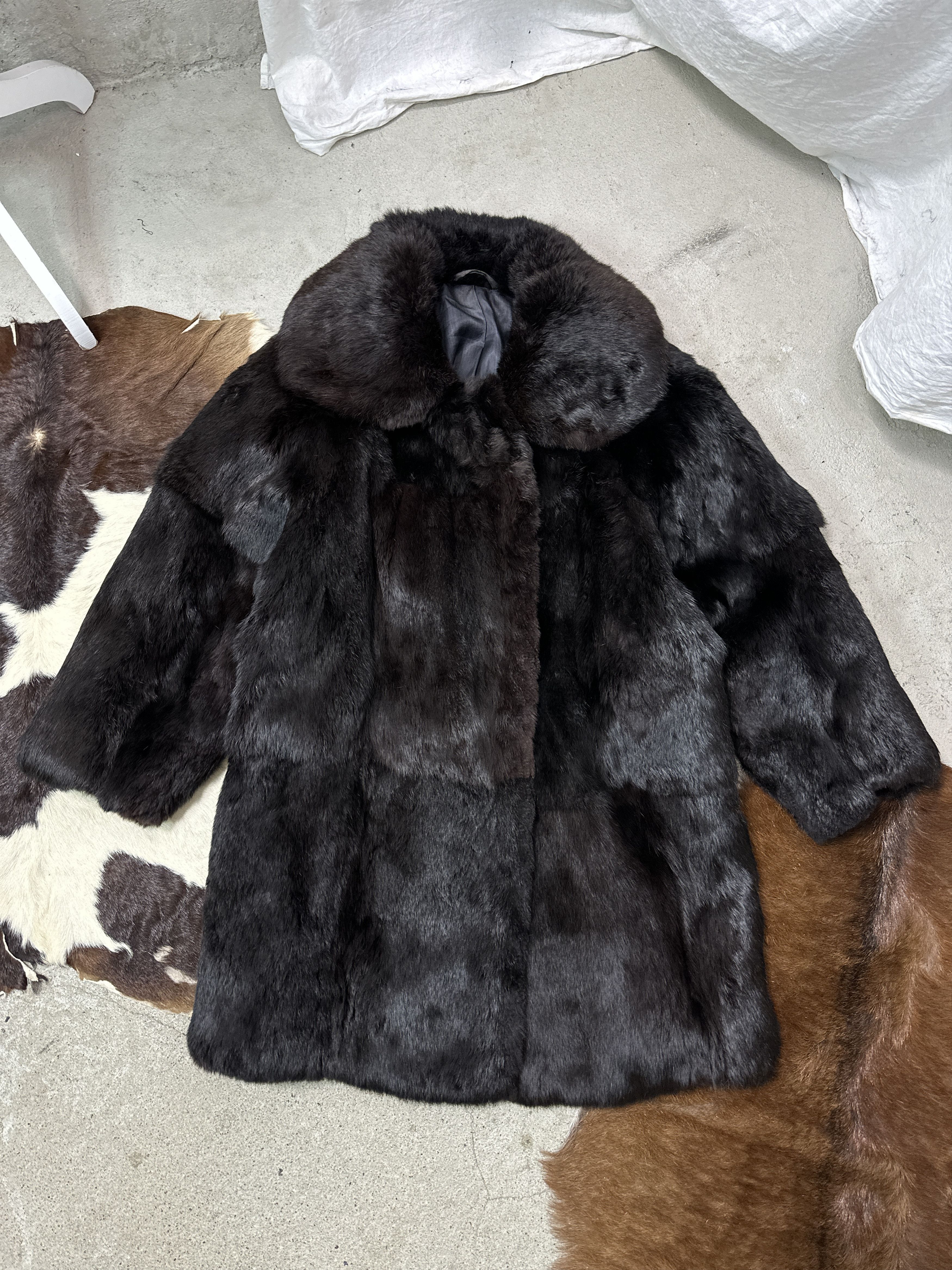 Vintage Vintage Old Money Oversized Chocolate Brown Rabbit Fur 80s Size XL / US 12-14 / IT 48-50 - 6 Thumbnail