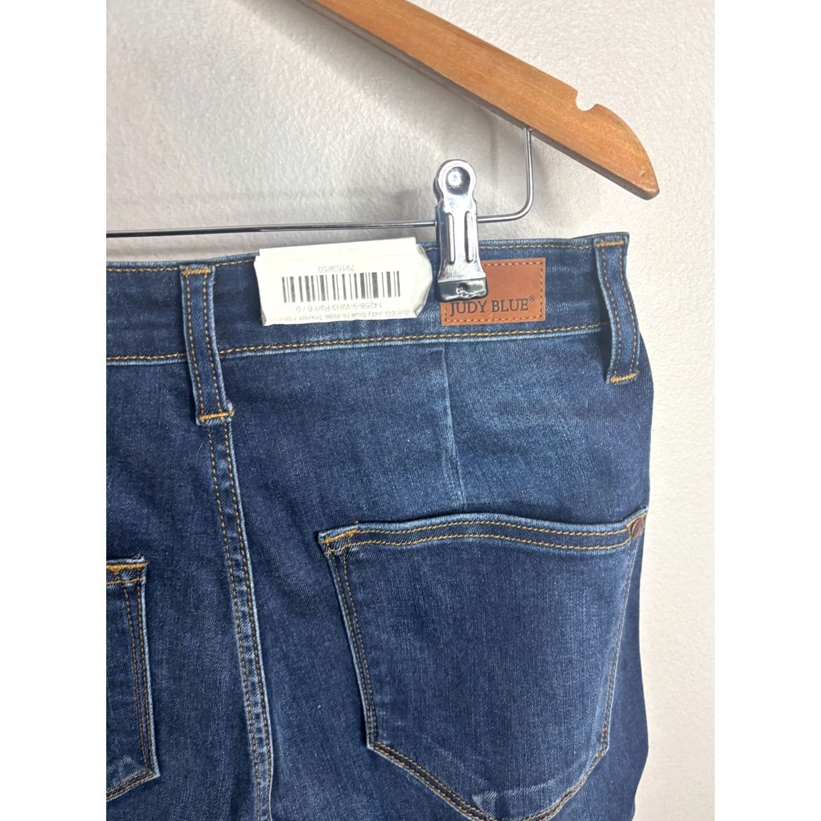 Vintage Judy Blue Jeans Women's Tall 9 High Waist Flare Dark Blue Hippie Retro 4456 Jeans Size 30" / US 8 / IT 44 - 5 Thumbnail