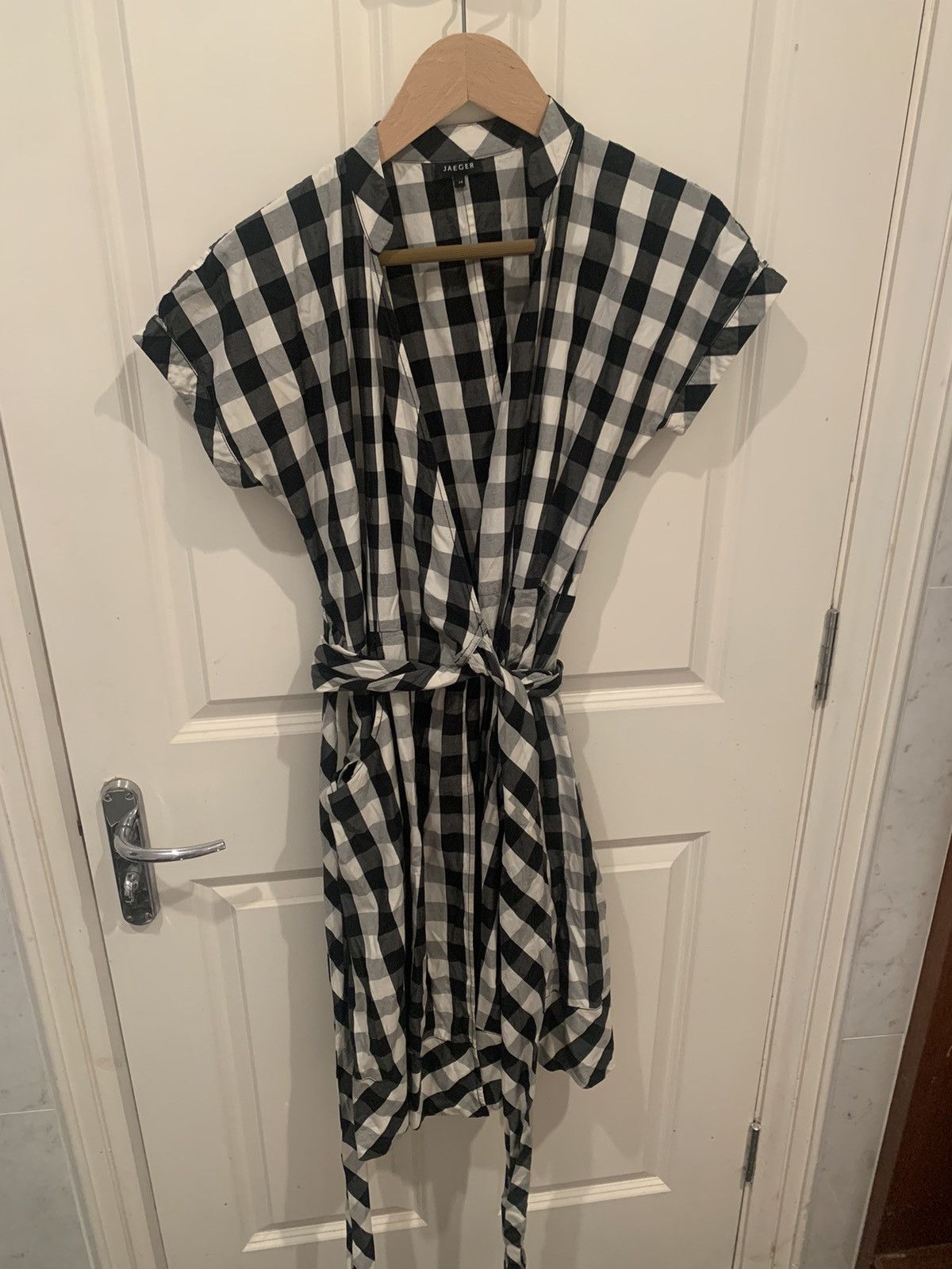 Jaeger Jaeger Black and White Checkered Mid-Length Dress Size M / US 6-8 / IT 42-44 - 6 Thumbnail