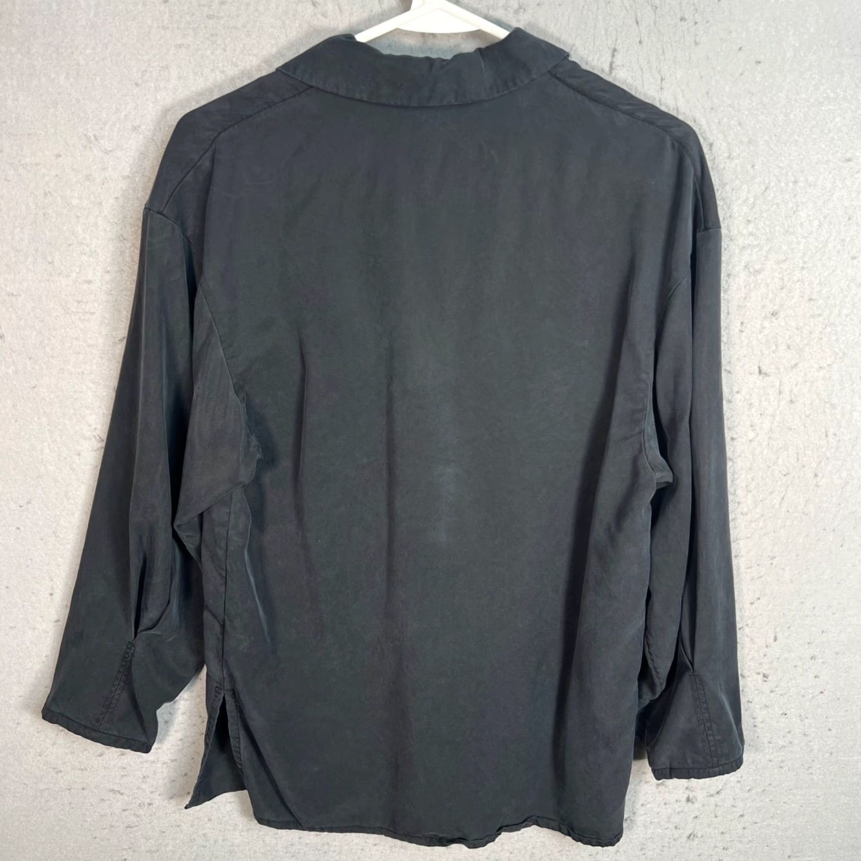 Cos COS Womens Button-Up Shirt Black Lyocell Relaxed Long Sleeve - Size 4 - Classic Collared Casual Blouse Size S / US 4 / IT 40 - 2 Thumbnail