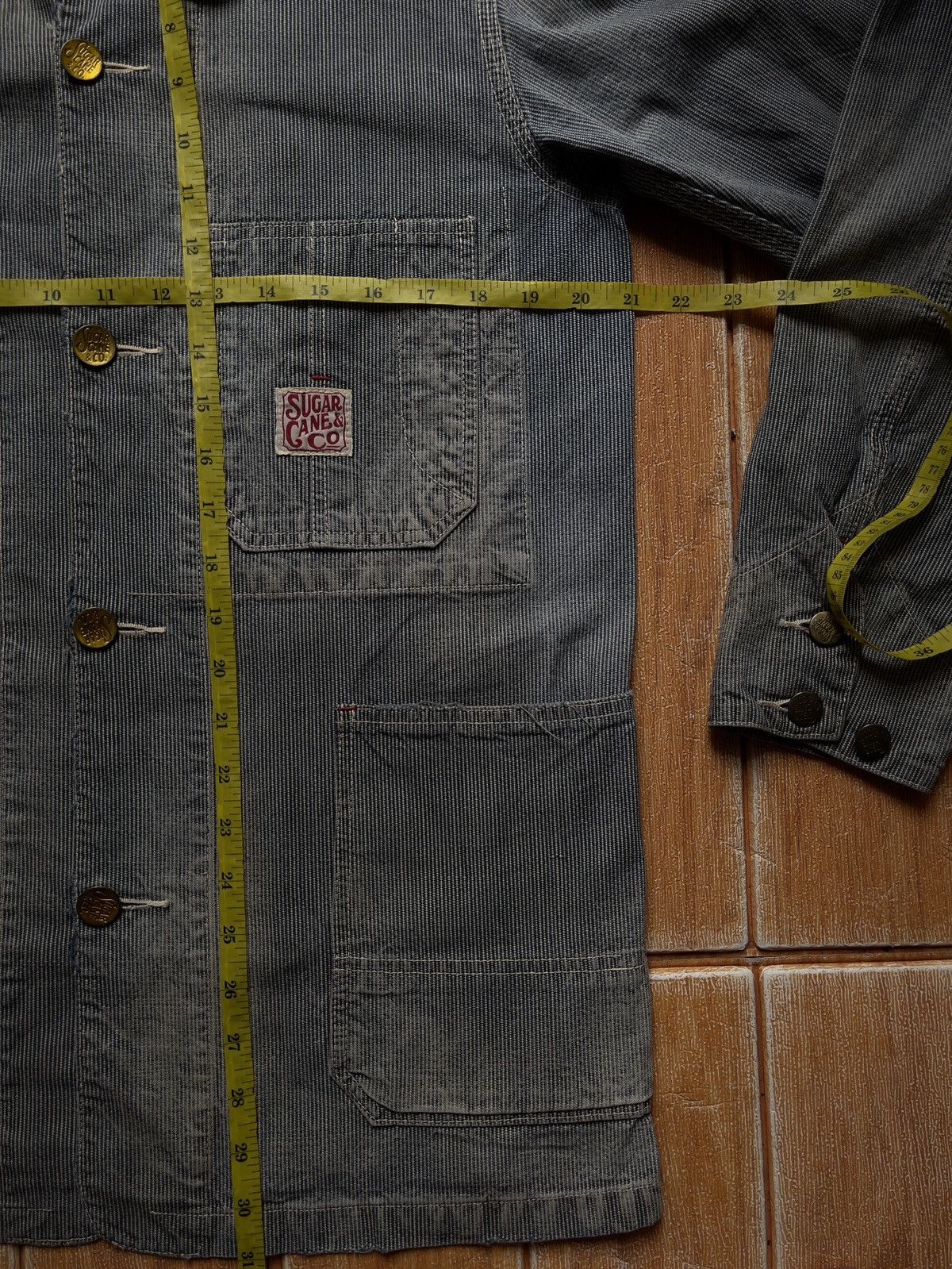 Sugar Cane × Vintage ❌S O L D❌90s Sugar Cane Hickory Stripe good Aging & fading Size US S / EU 44-46 / 1 - 8 Thumbnail