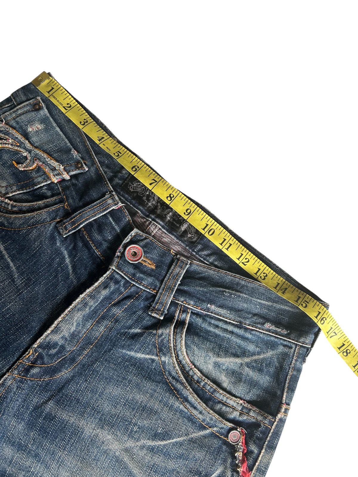 If Six Was Nine Flare Red Pepper Japanese Punk Bondage Distressed Denim Jean Size US 32 / EU 48 - 14 Thumbnail
