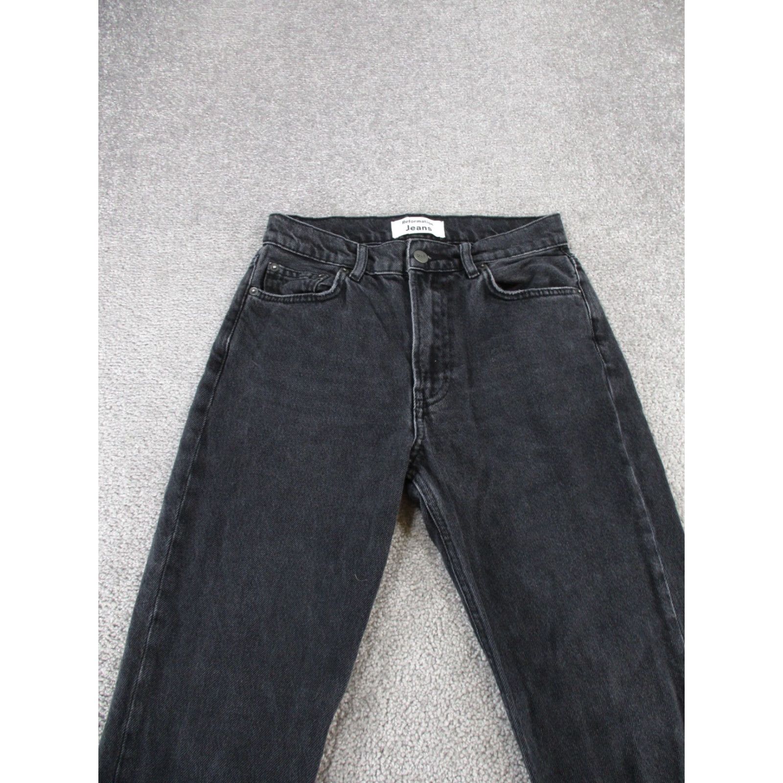 Reformation VINTAGE Reformation Jeans Womens 24 Slim Fit Black Denim Straight 90s Size 42" / US 20 - 4 Thumbnail