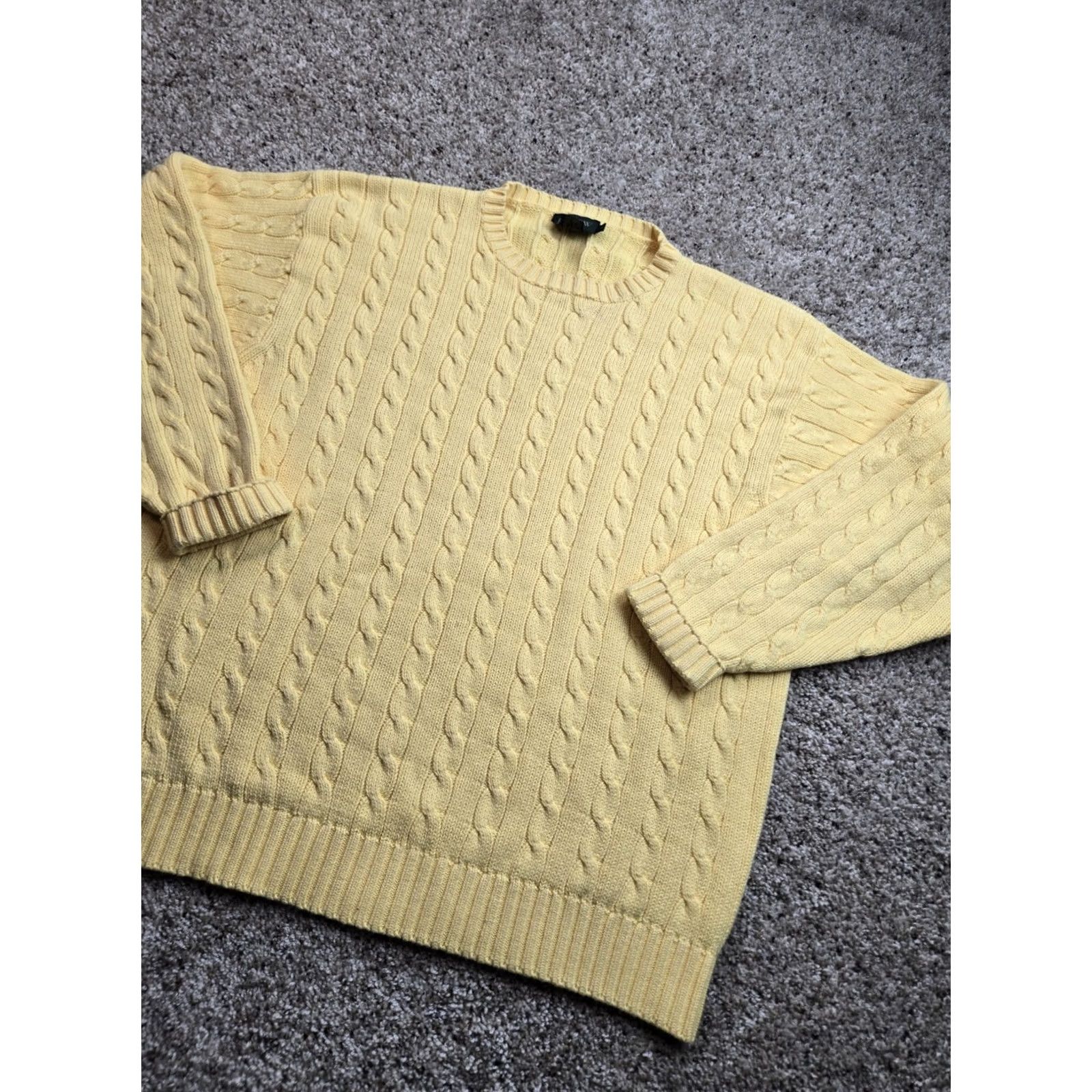 J.Crew Vintage J.Crew Oarsman Cable Knit Sweater Large Men Yellow Long Sleeve Crew Neck Size US L / EU 52-54 / 3 - 2 Thumbnail