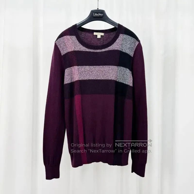 Burberry Burberry Men's Wine Red Logo Knit Sweater. Size US S / EU 44-46 / 1 - 1 Thumbnail