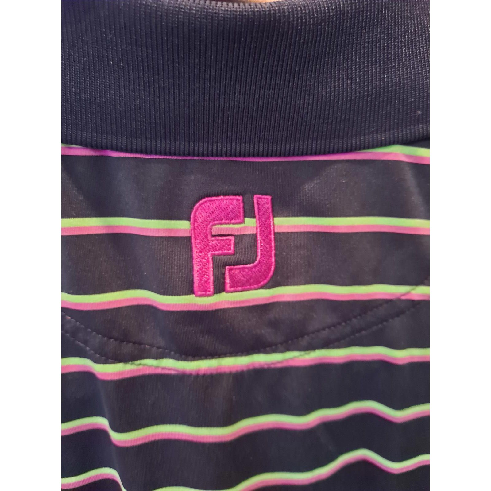 Footjoy Foot Joy Blue, Pink and Green Striped Polo Size Medium Size US M / EU 48-50 / 2 - 5 Thumbnail