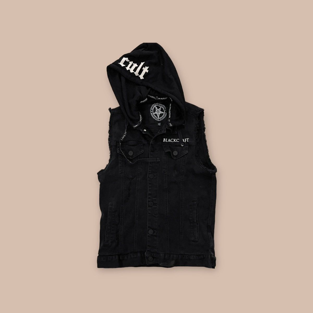 Blackcraft hooded denim vest best sale