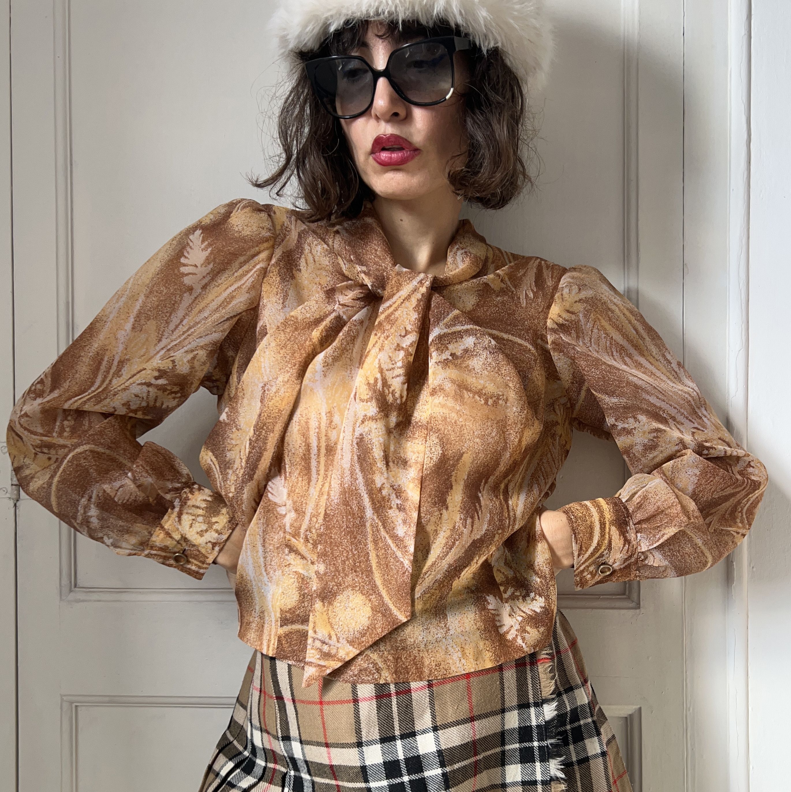 Vintage Vintage 70s Abstract Floral Blouse Size S / US 4 / IT 40 - 1 Thumbnail
