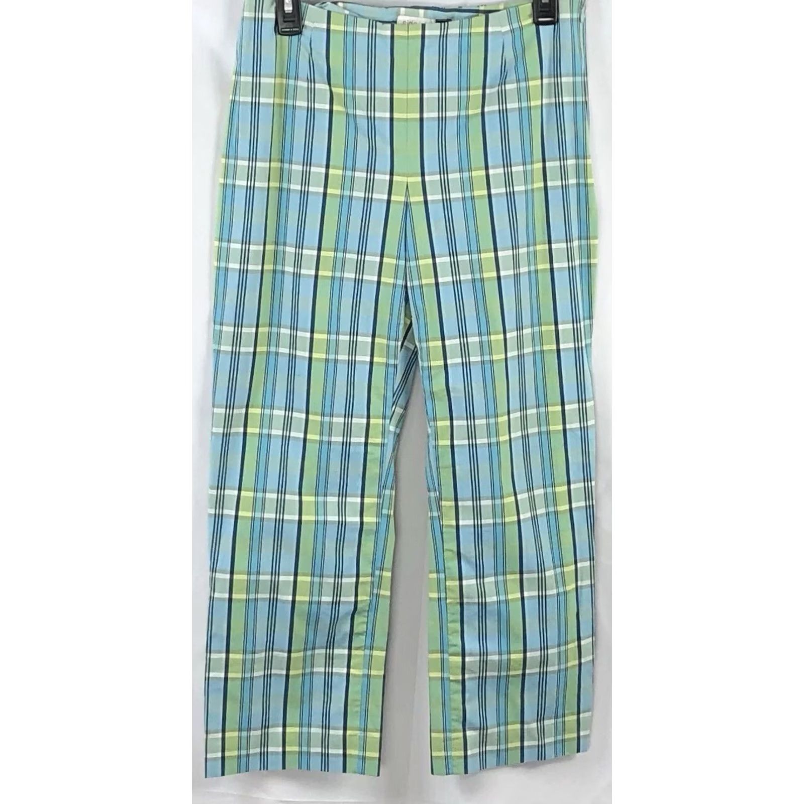 Gap VINTAGE Gap Pants 28"W Blue Plaid HighRise Cropped Preppy Academia 90s Womens Size 34" / US 12 / IT 48 - 4 Thumbnail