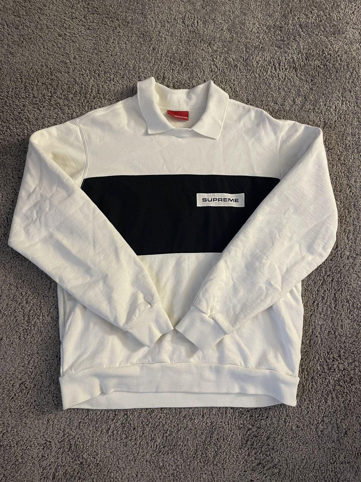 image of Supreme Polo Crew Neck in Black/White, Men's (Size Medium)