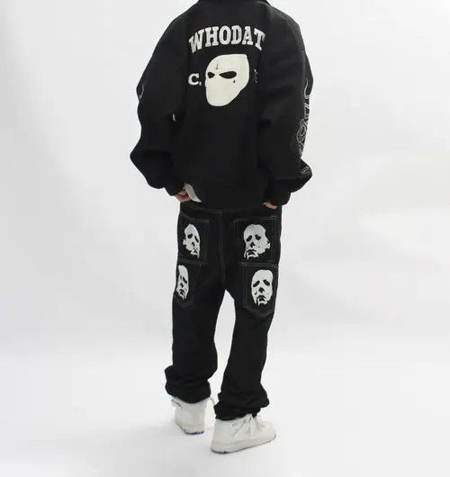 Japanese Brand × Jean Black face print washed straight jeans Size US 32 / EU 48 - 2 Thumbnail