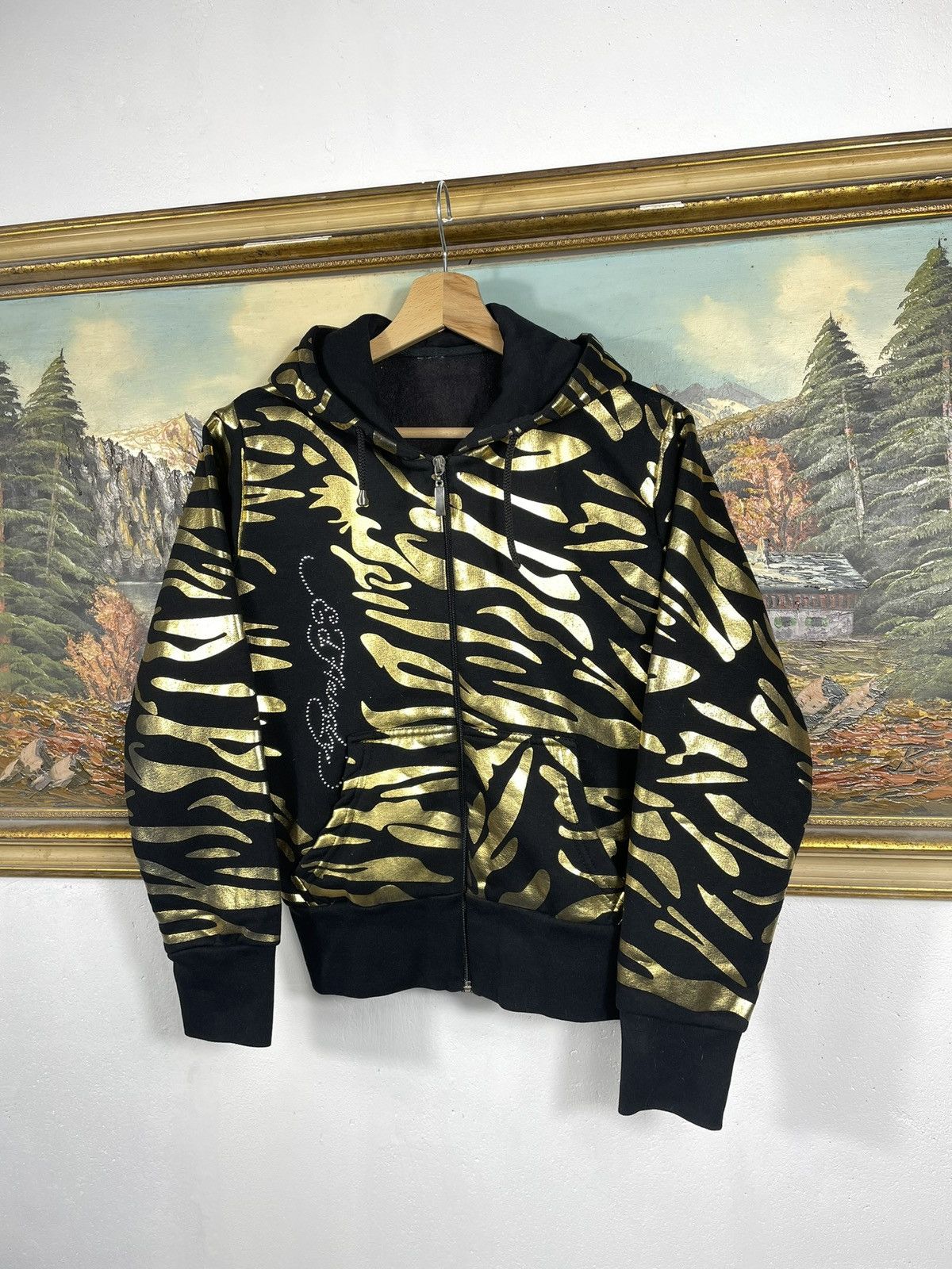 Christian Audigier × Ed Hardy × Vintage Ed Hardy Retro 00s Hoodie With Crystals Affliction Grunge Size US XS / EU 42 / 0 - 3 Thumbnail
