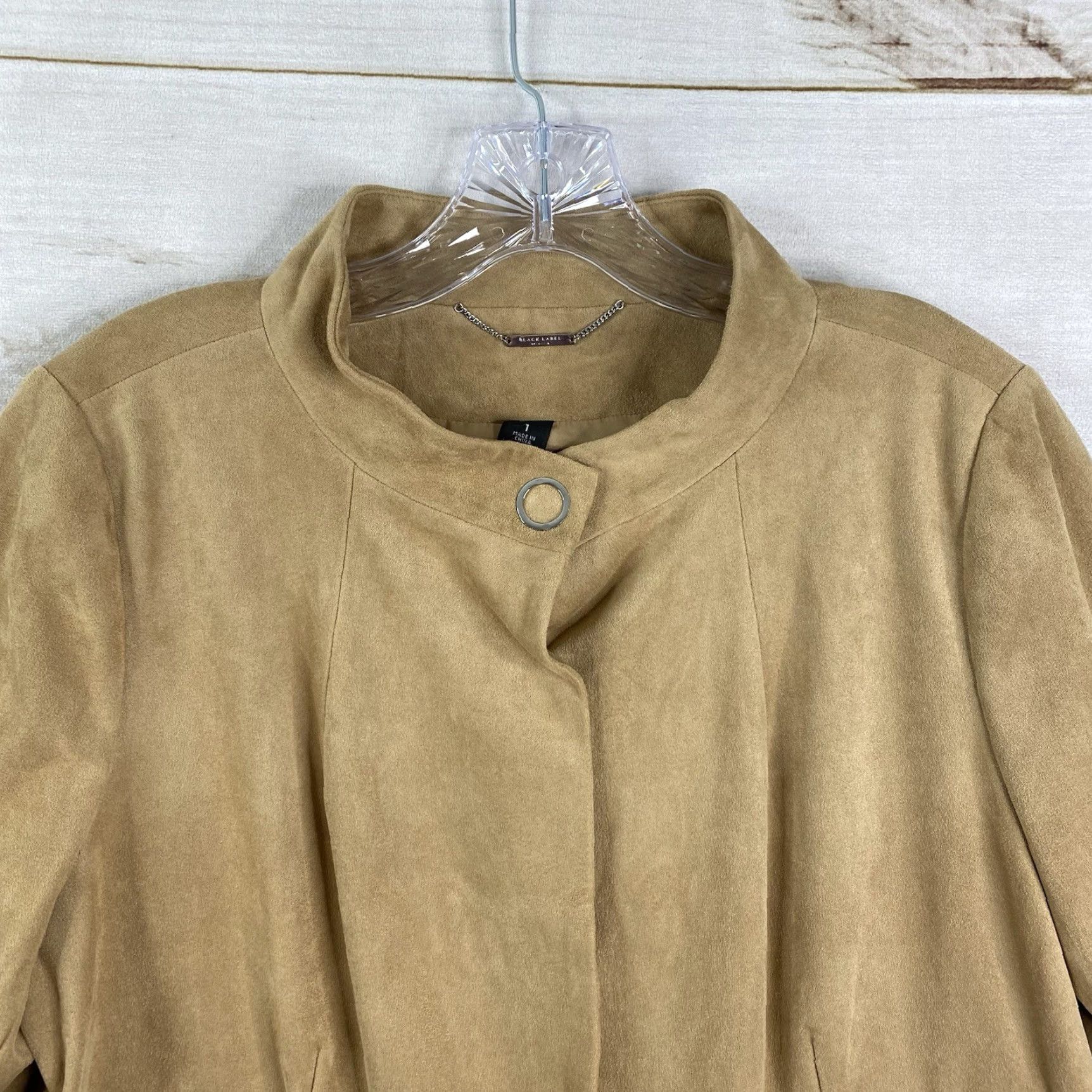 Vintage VINTAGE Chico's Jacket Sz 1 M 8/10 Tan Faux Suede Moto Blazer Snap Front Lined - Women - Size M - Brown - Motorcycle - 90s Size M / US 6-8 / IT 42-44 - 2 Thumbnail