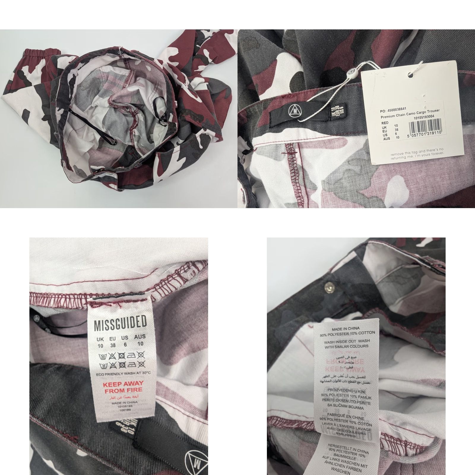 Missguided NWT Missguided Red Camo Cargo Printed Combat Trousers Joggers Women's Size 6 Size 28" / US 6 / IT 42 - 8 Thumbnail