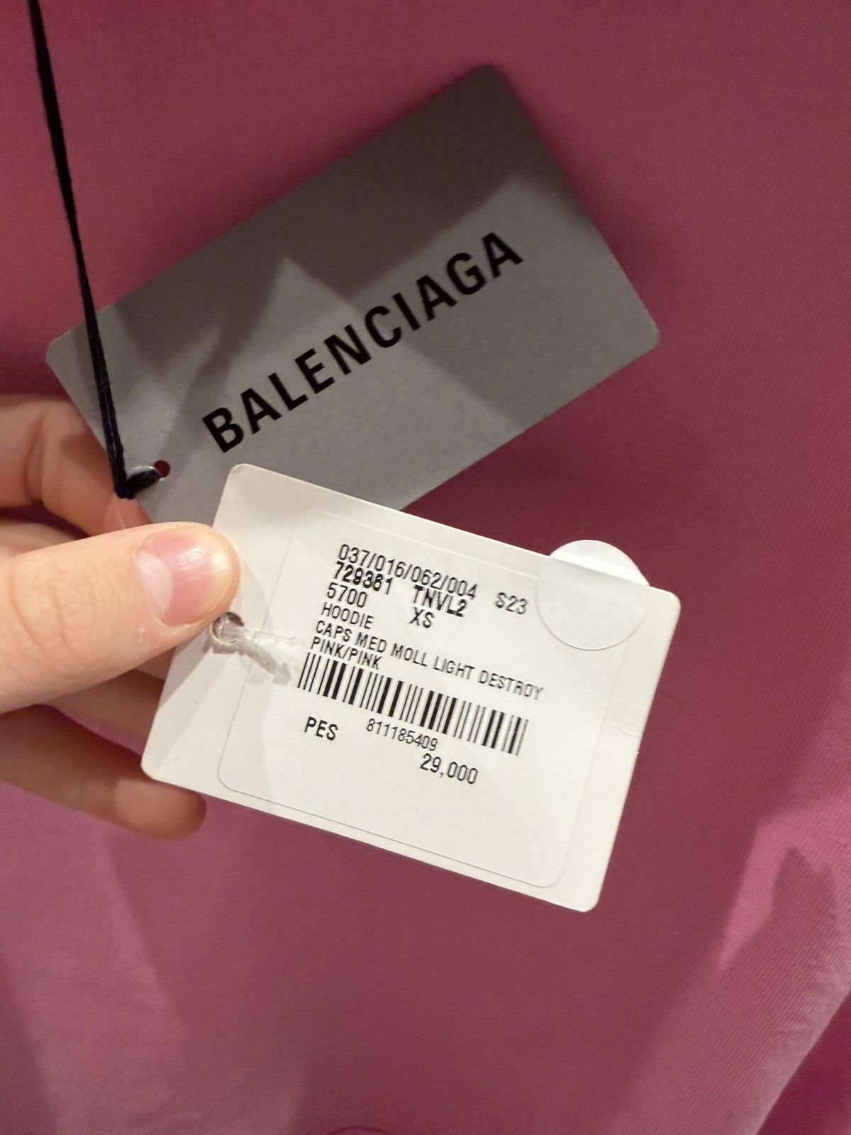 Balenciaga Balenciaga Destroyed Logo Print Hoodie Large Fit Pink XS Size US L / EU 52-54 / 3 - 14 Thumbnail