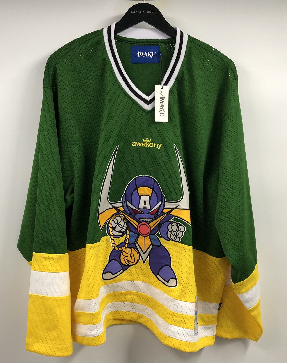 Awake NY Robo Green Yellow Hockey Jersey Small
