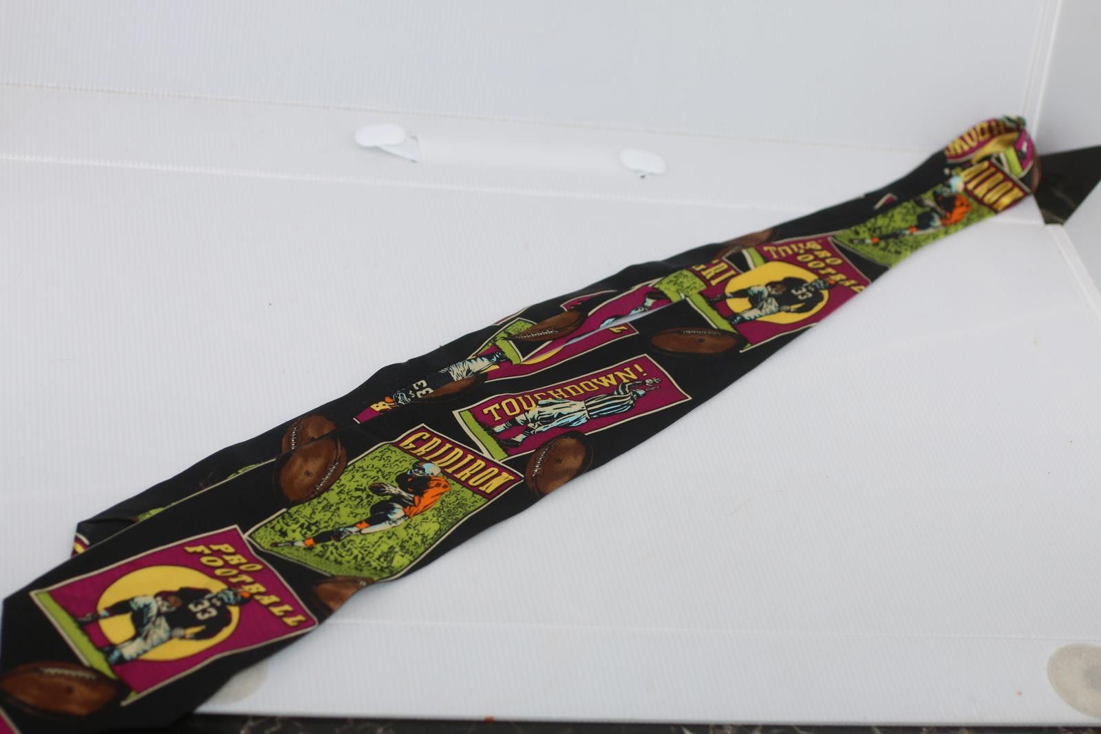 The Tie Bar 100% Silk Football Tie Handmade Vibrant Colors Mens Tie Game Size ONE SIZE - 1 Thumbnail