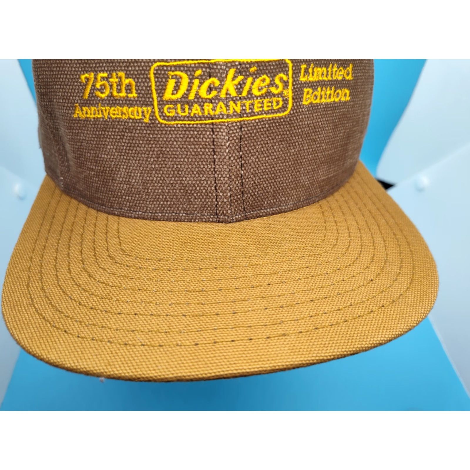 Dickies VINTAGE Dickies Men Snapback Hat 75th Anniversary Limited Edition USA Brown Canvas One Size Adjustable Rare Size ONE SIZE - 3 Thumbnail