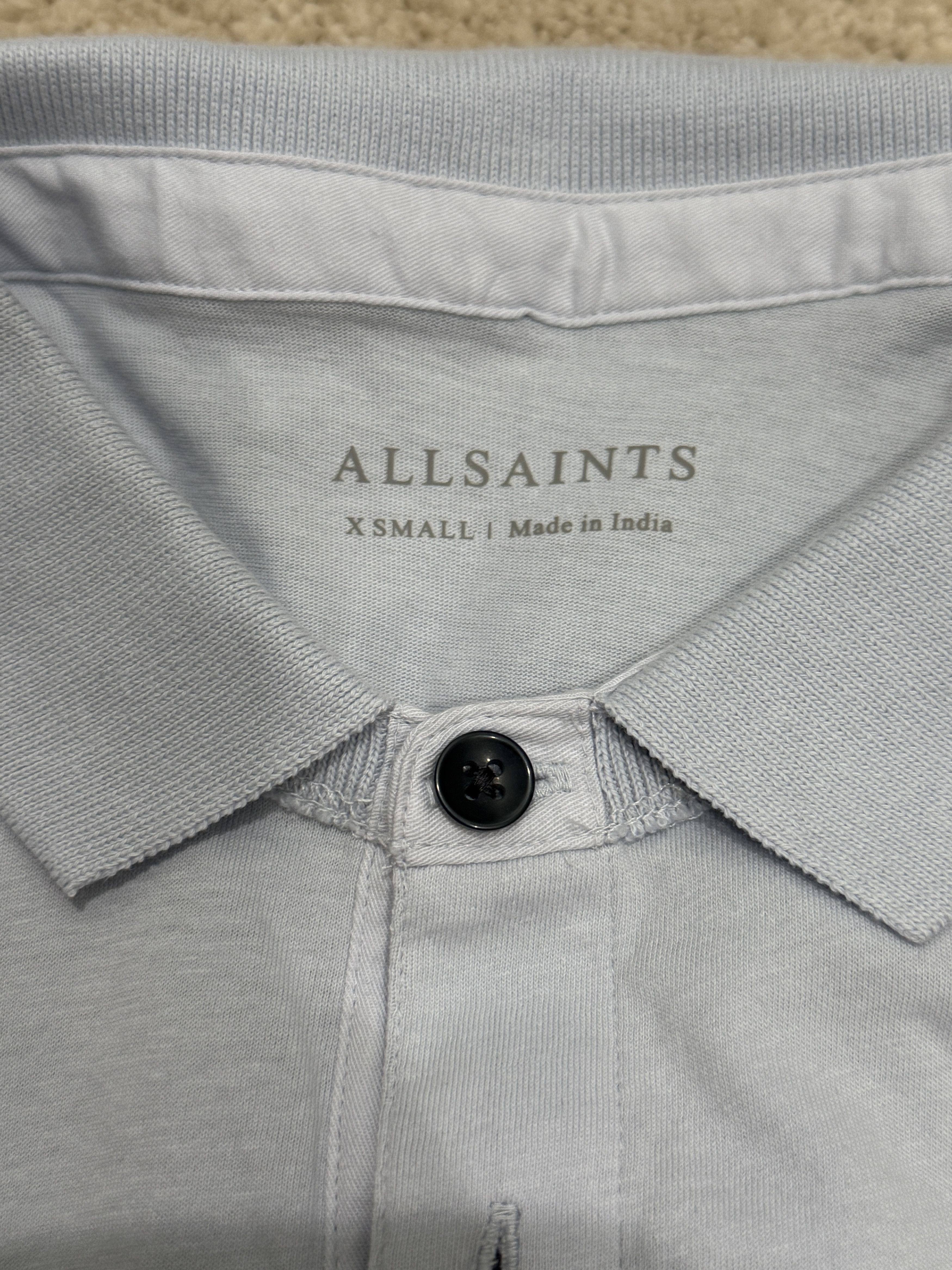 Allsaints Men's All Saint Vidal Short Sleeve Sol Blue Polo in Size XS Size US XS / EU 42 / 0 - 3 Thumbnail