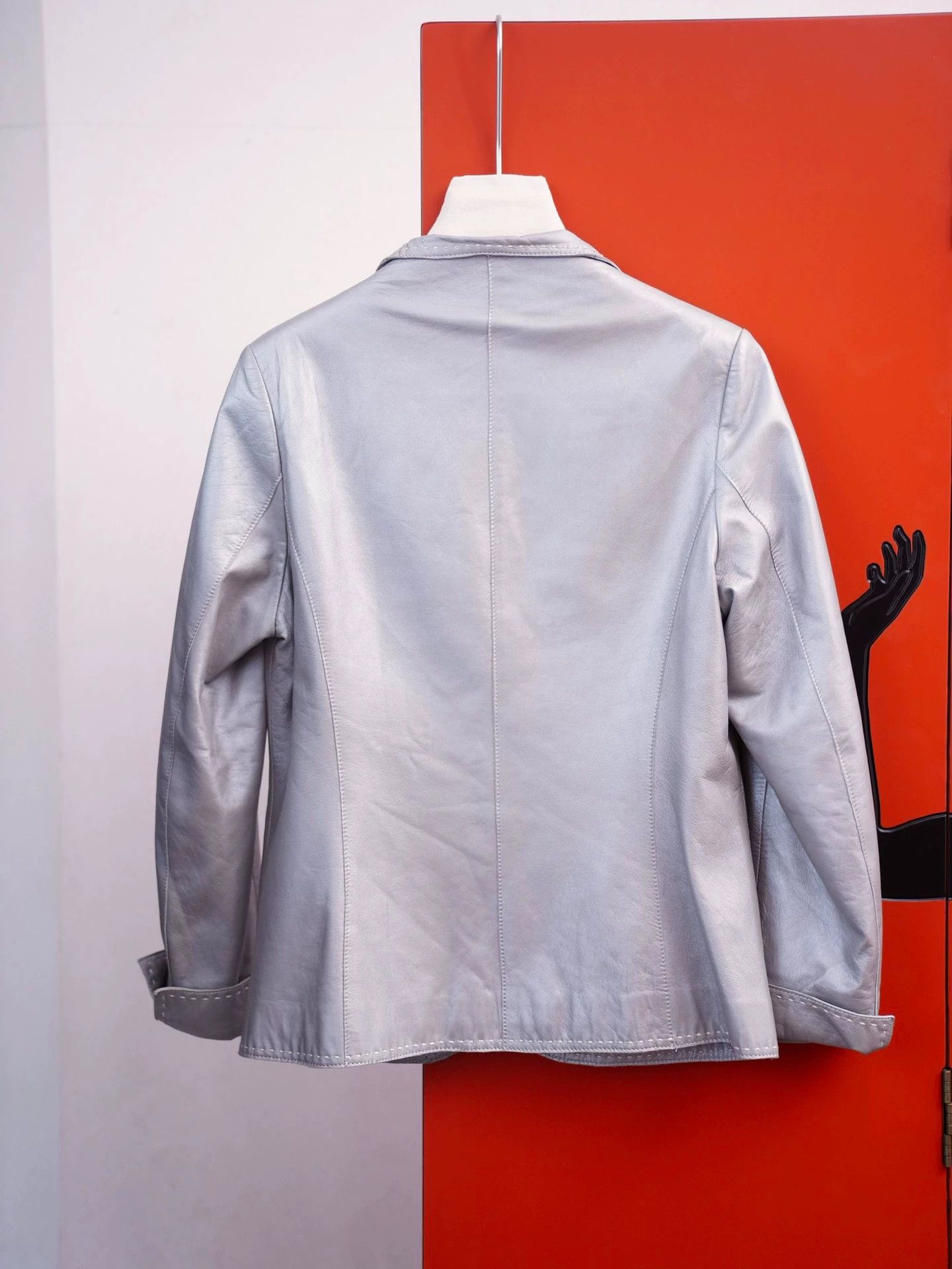 Balmain Balmain Silver Lambskin Tailored Blazer S/M Size S / US 4 / IT 40 - 2 Thumbnail