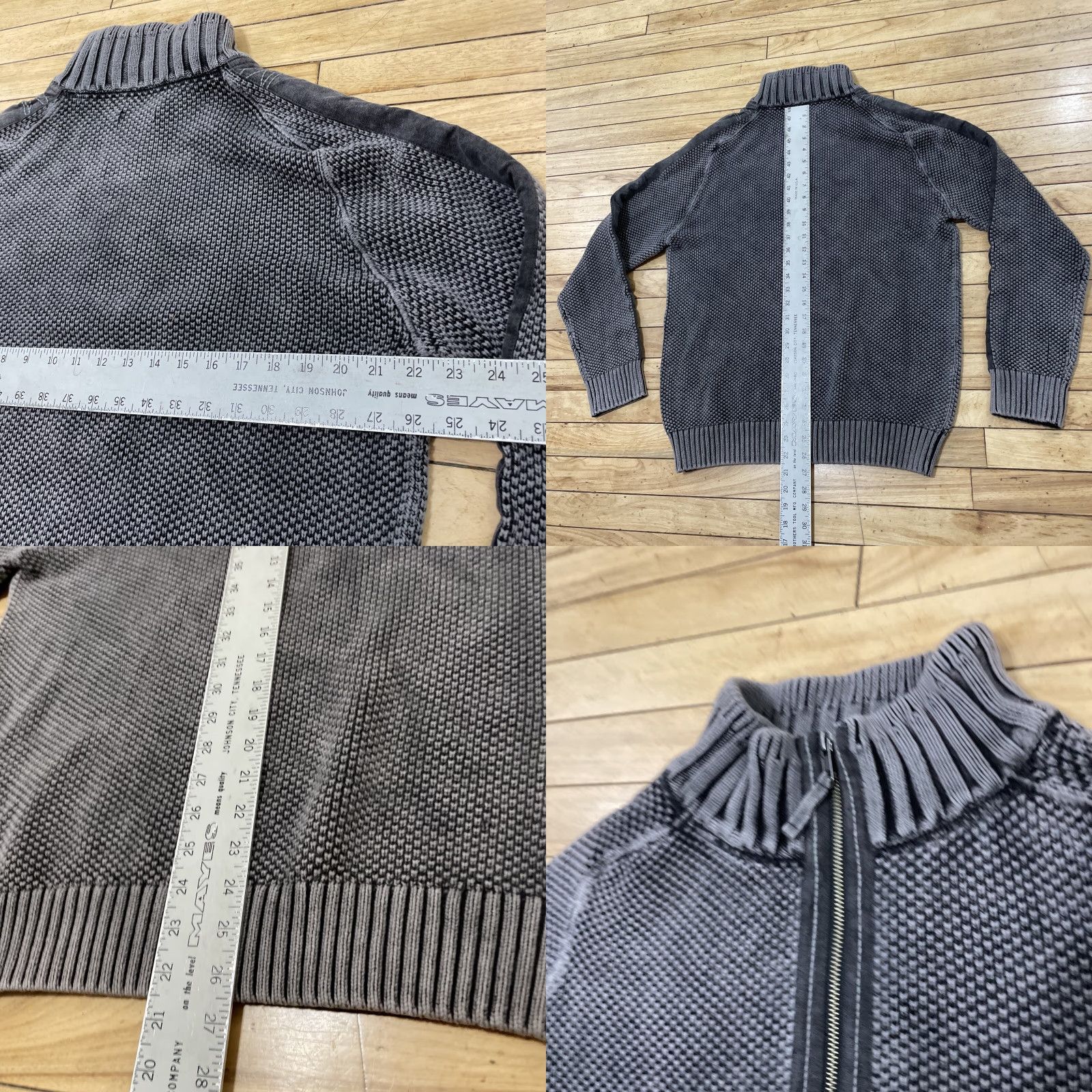 Carbon2Cobalt CARBON 2 COBALT Chunky Waffle Knit Sweater Men L Gray 1/4 Zip Pique Thermal Size US L / EU 52-54 / 3 - 8 Thumbnail