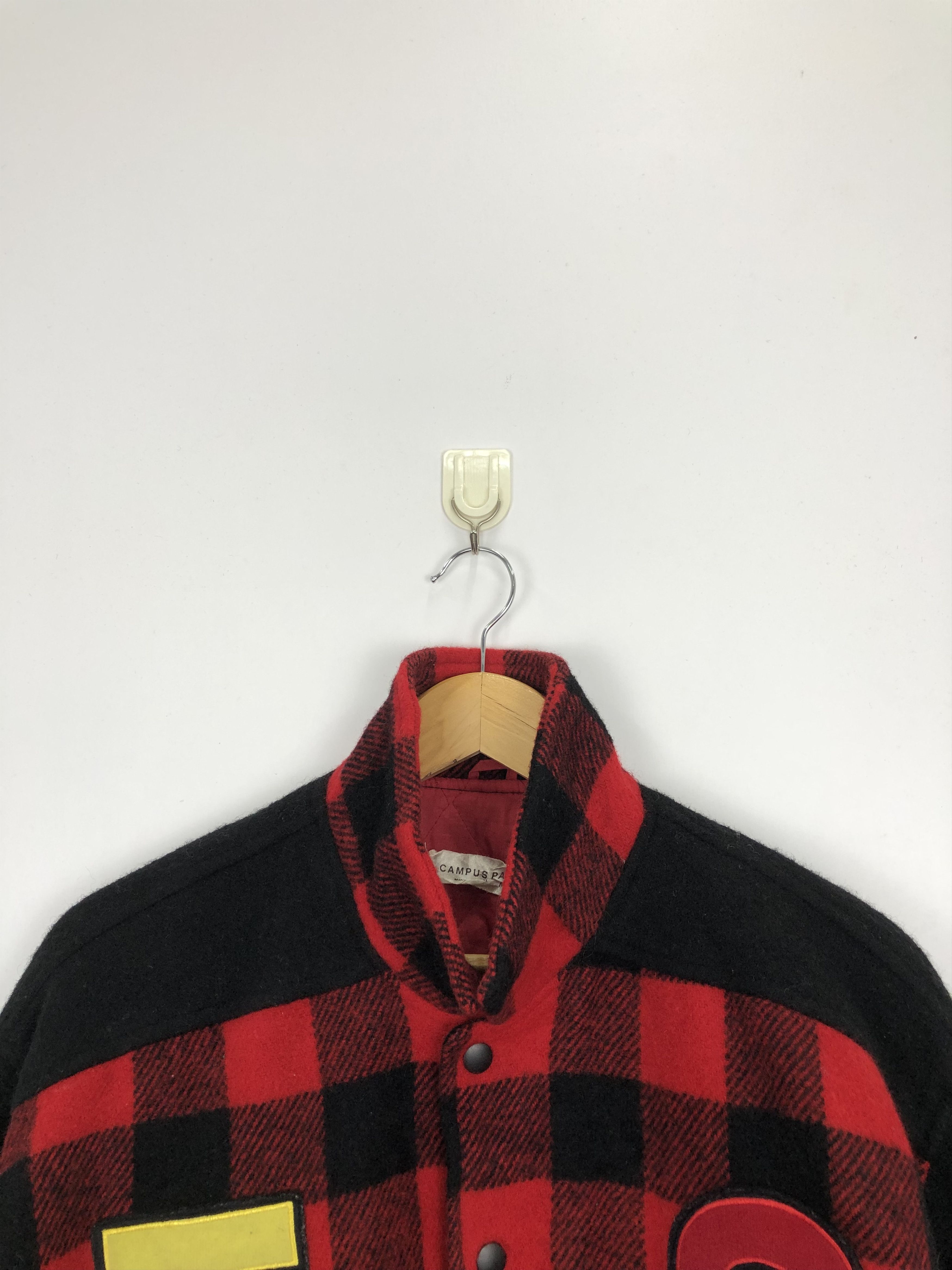 Vintage Vintage 90s Campus Pair Checker Wool Varsity Jacket V0352 Size US M / EU 48-50 / 2 - 2 Thumbnail