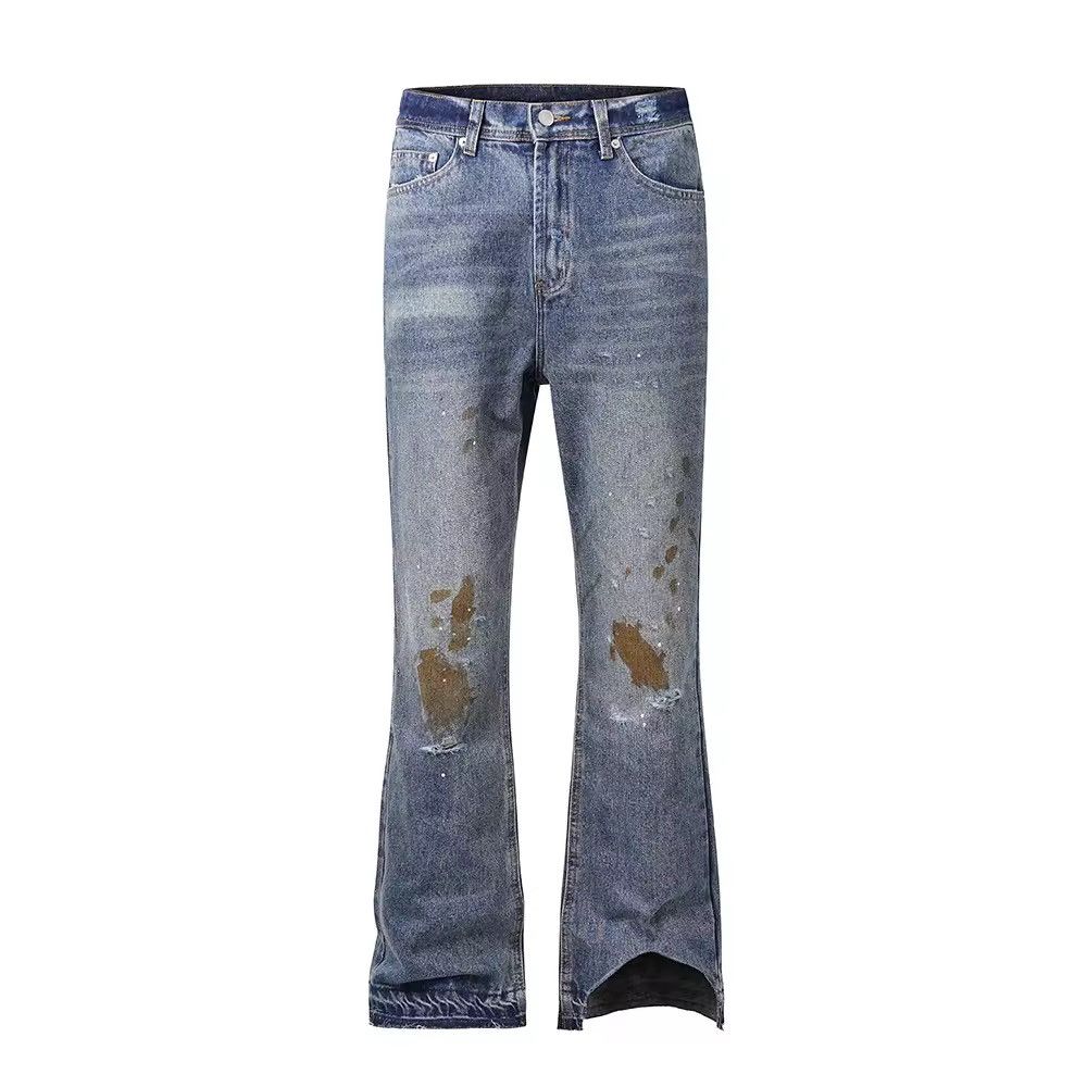 Jean × Vintage Streetwear Washed Frayed Casual Baggy Denim Size US 35 - 1 Thumbnail