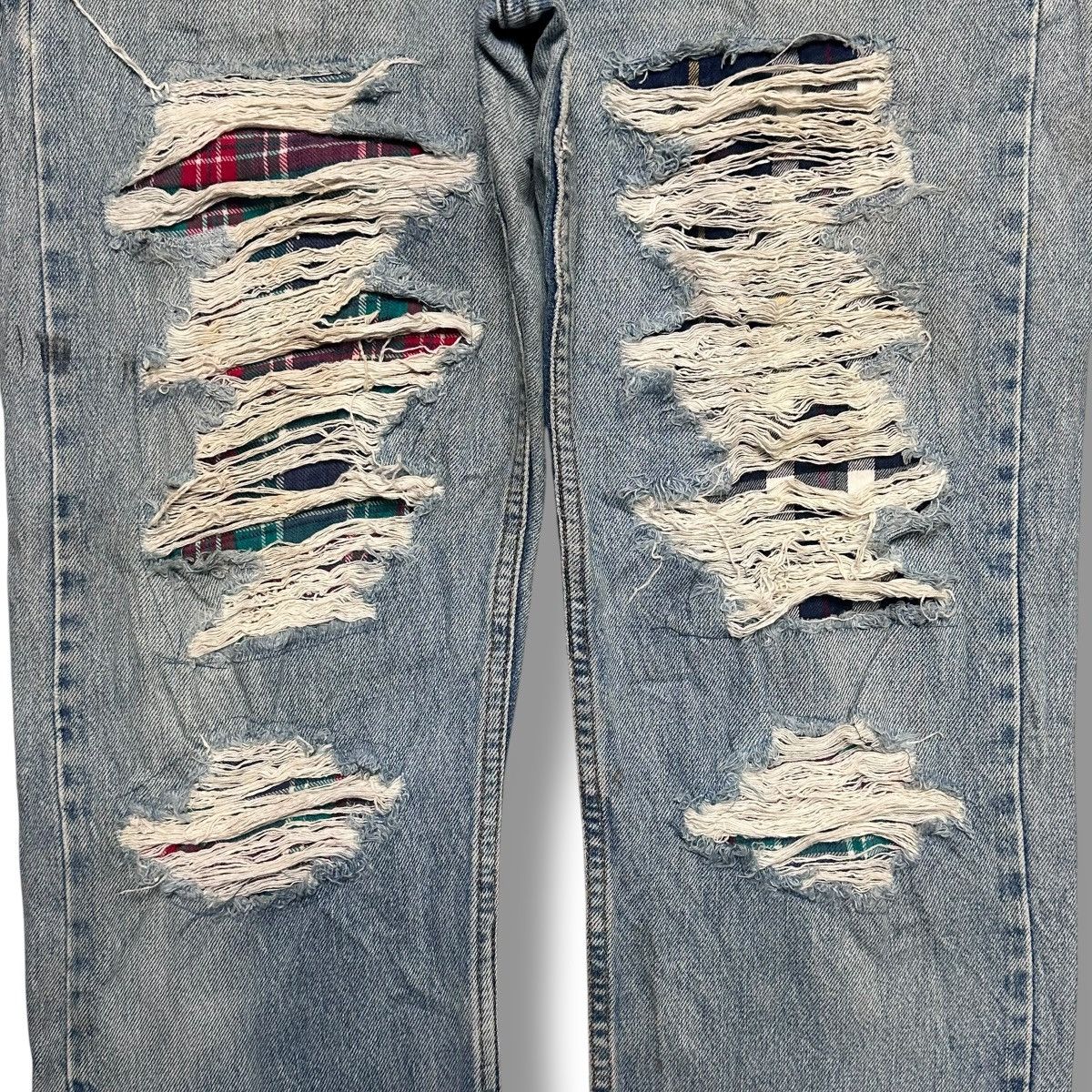 Levi's Levi’s 505 Regular Distressed Ripped, Plaid patch & Faded Size US 32 / EU 48 - 3 Thumbnail