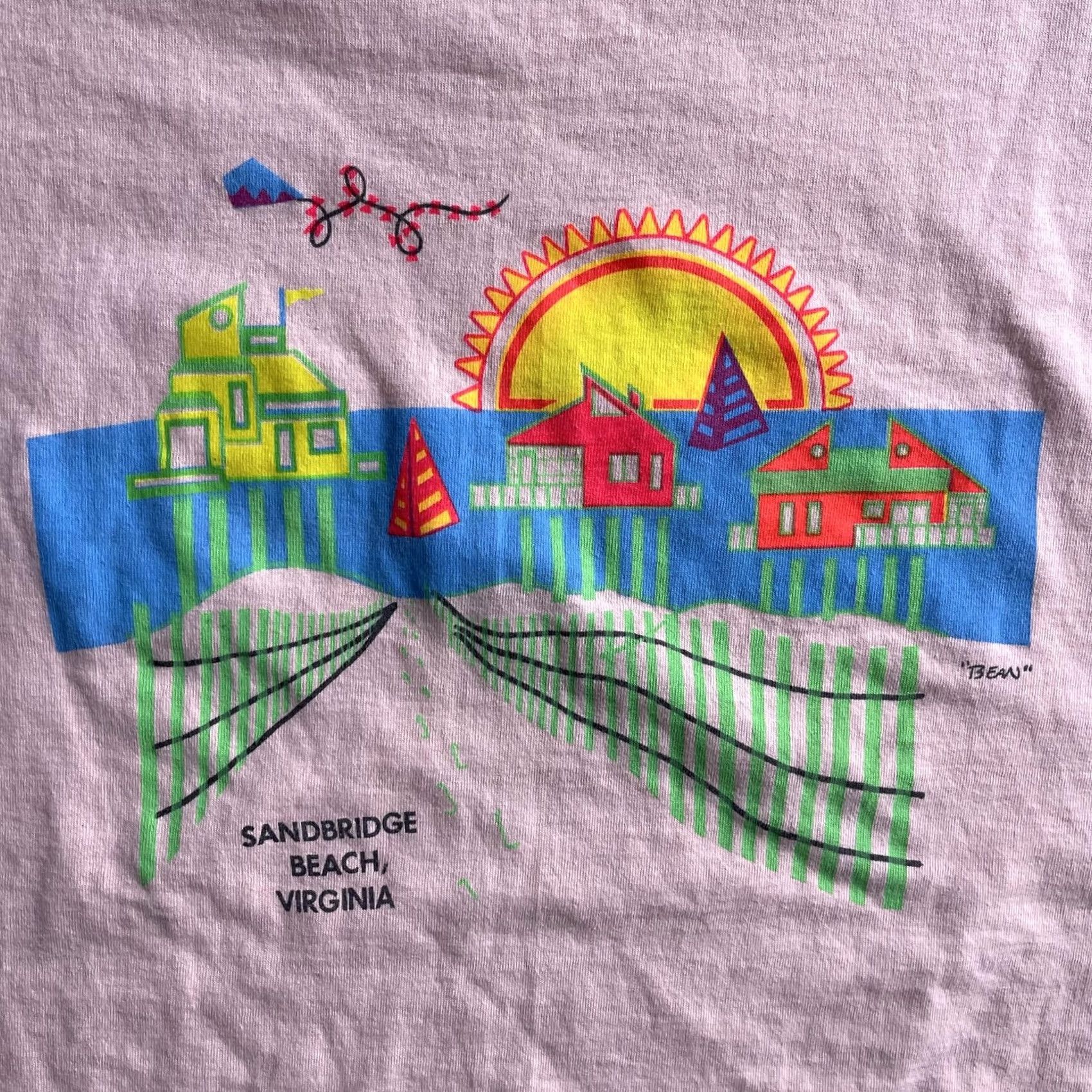 Fruit Of The Loom VINTAGE Fruit of the Loom Shirt Mens Large Pink Tee Sandbridge Beach Virginia Graphic Print Short Sleeve Crew Neck USA Travel Beach Size US L / EU 52-54 / 3 - 3 Thumbnail