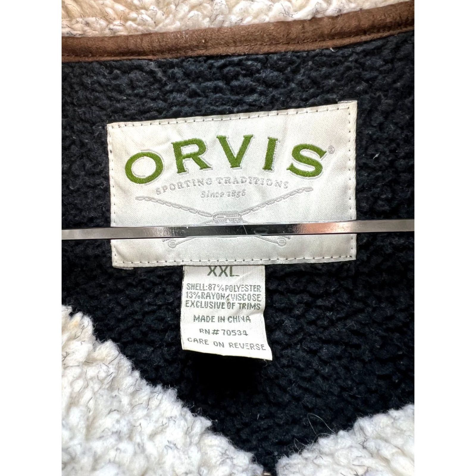 Orvis Orvis Jacket Mens 2XL Fleece Full Zip Gray Brown Outdoor Winter Fall Spring Casual Regular Fit Size US XXL / EU 58 / 5 - 5 Thumbnail