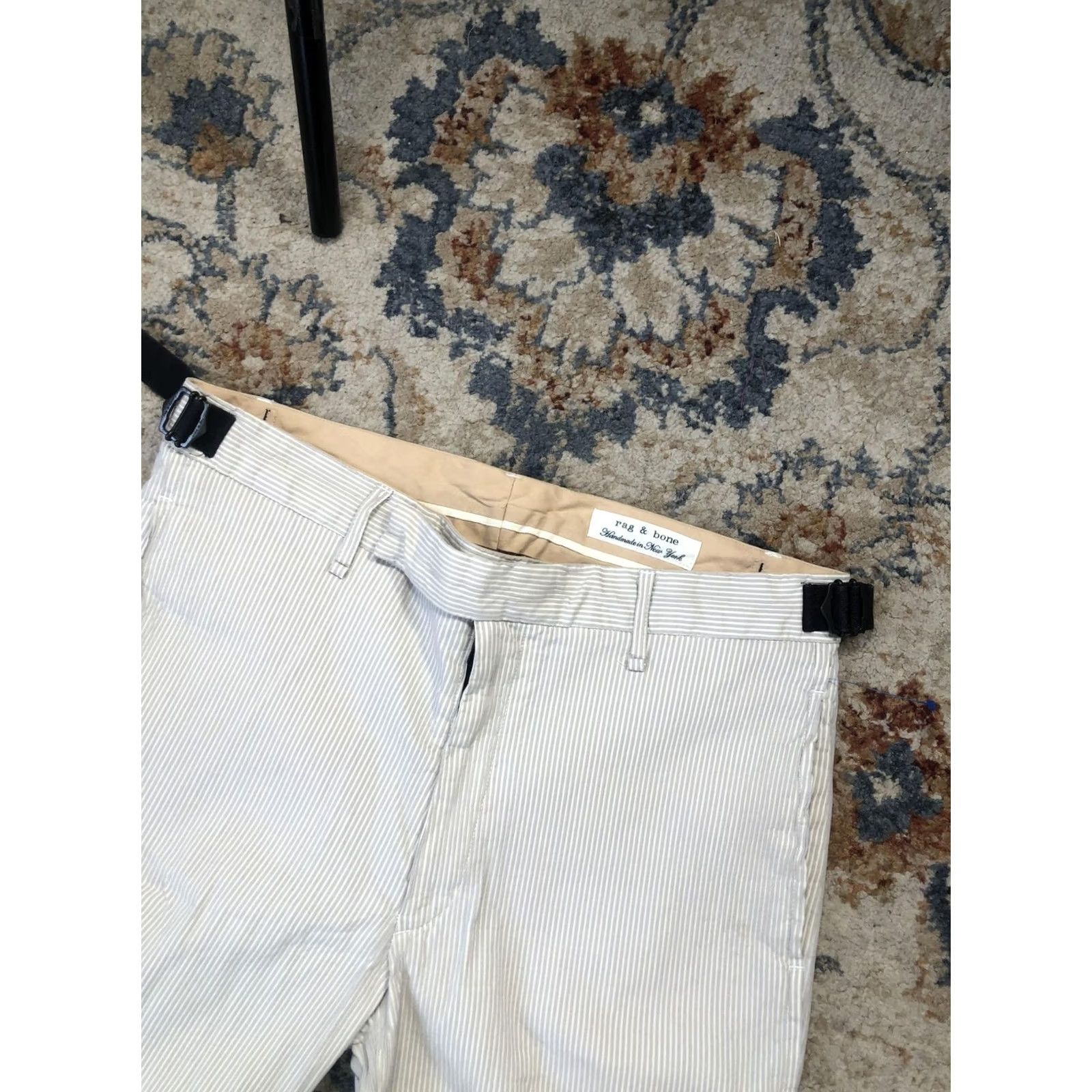 Rag & Bone Rag & Bone Shorts Mens 34 Beige Striped Chino 12 Inseam Cotton USA Casual Summer Size US 34 / EU 50 - 6 Thumbnail