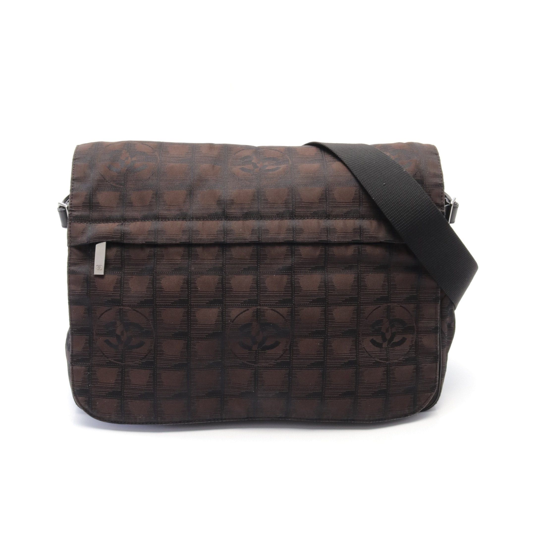 Chanel Chanel New Travel Line Messenger Bag Shoulder Nylon Canvas Leather Dark Brown Black Silver Hardware Size ONE SIZE - 1 Thumbnail