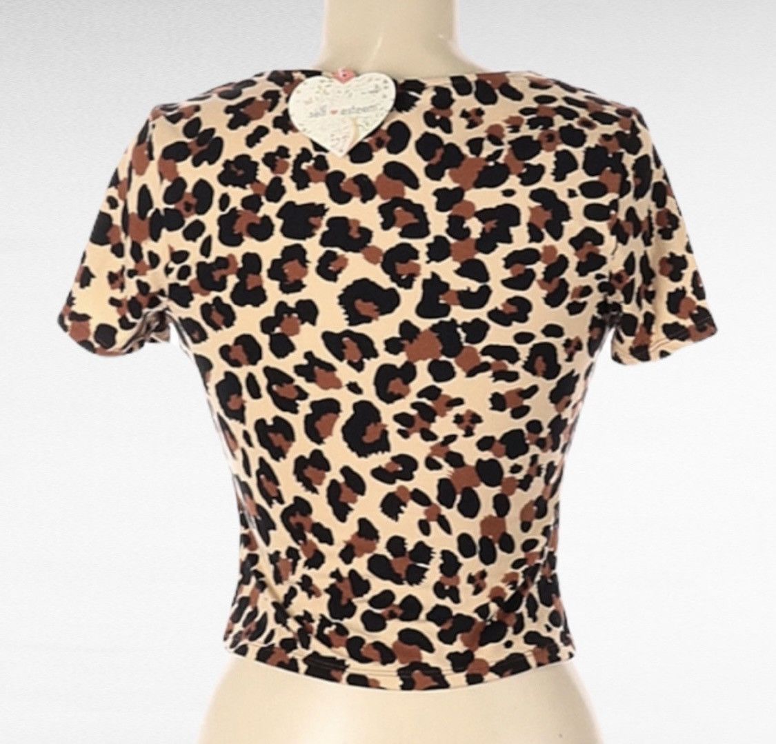 Other LEOPARD ANIMAL PRINT BUTTON FRONT CROP TOP SZ L Size L / US 10 / IT 46 - 11 Thumbnail