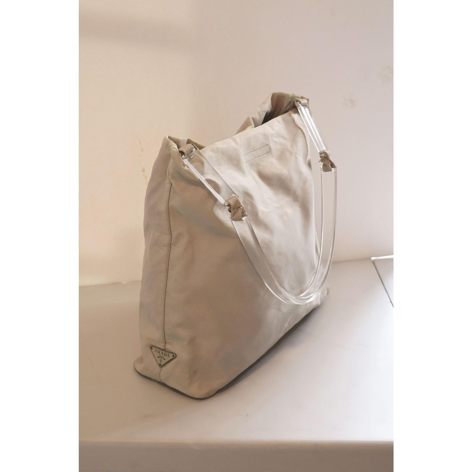 Prada Vintage PRADA White Nylon + Lucite Handle Hobo Bag Size ONE SIZE - 2 Thumbnail