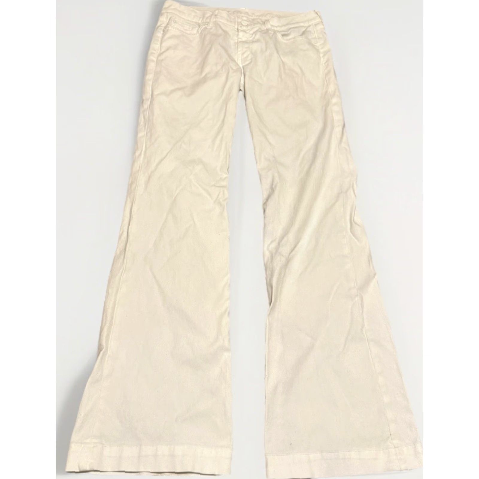 7 For All Mankind Seven For All Mankind Dojo Embroidered White Wide Leg Flare Jeans Women Sz 31x33.5 Size 30" / US 8 / IT 44 - 2 Thumbnail