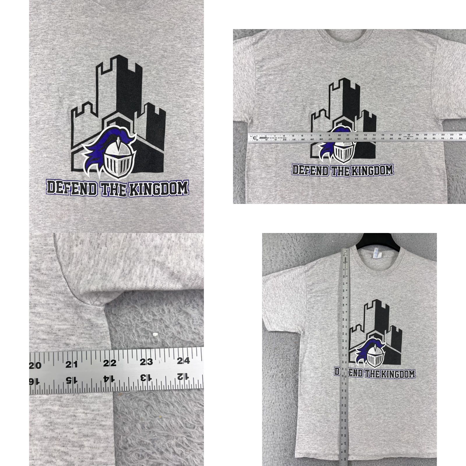 Vintage Knights Defend The Kingdom Shirt Mens XL Gray Short Sleeve Crew Neck T-Shirt Logo, Outdoor, Retro, Sports Size US XL / EU 56 / 4 - 8 Thumbnail