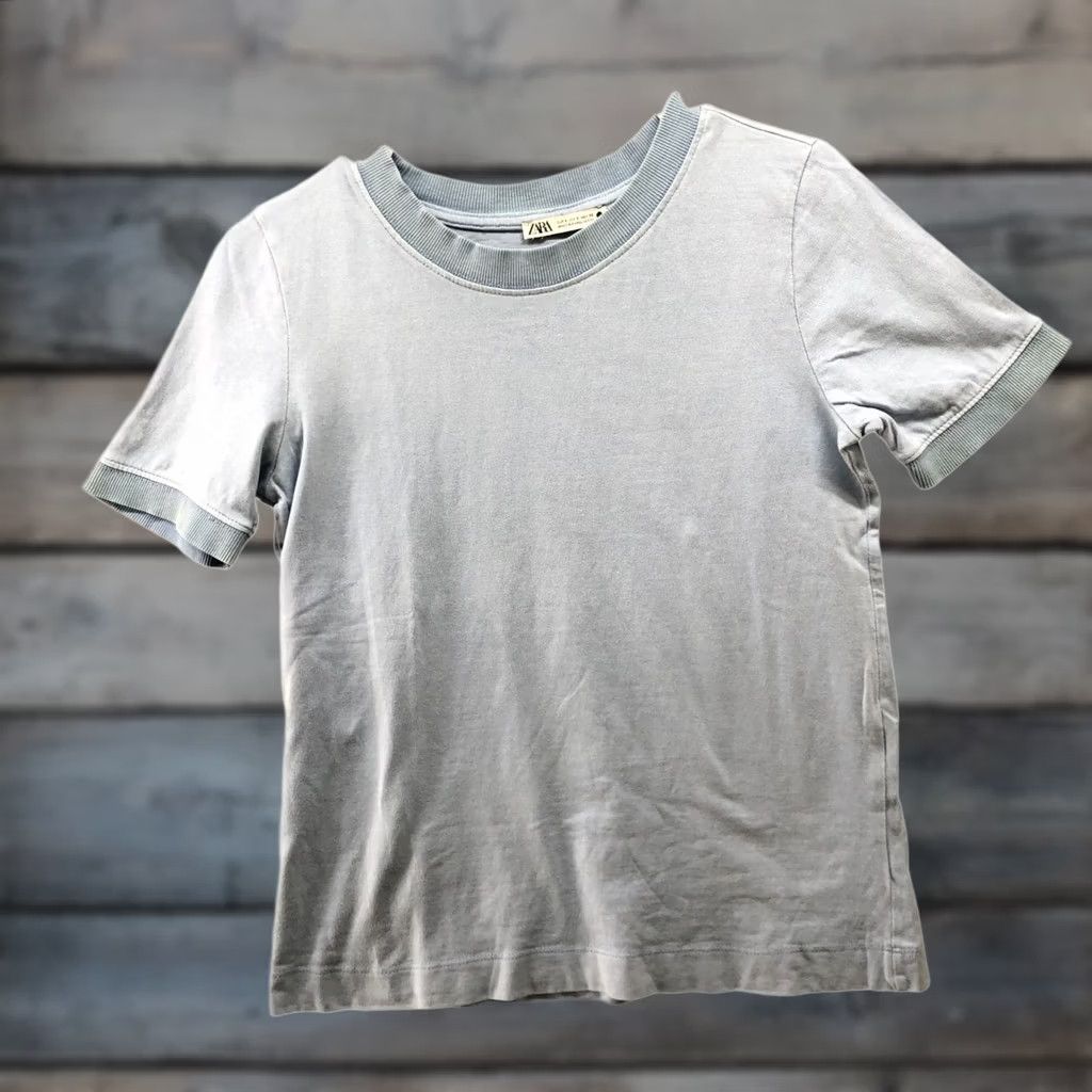 Zara Zara Short Sleeve T Shirt Womens S Light Blue Crewneck Cropped Cotton Crew Neck Ladies Shirt Blue Cropped Cotton Size S / US 4 / IT 40 - 1 Thumbnail
