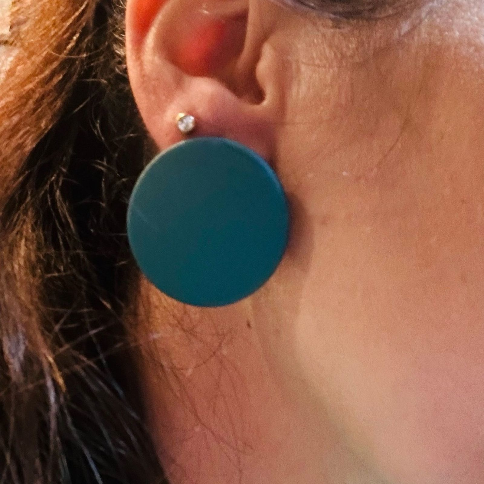 Other New Green Circle Round Resin Earrings Size ONE SIZE - 2 Thumbnail