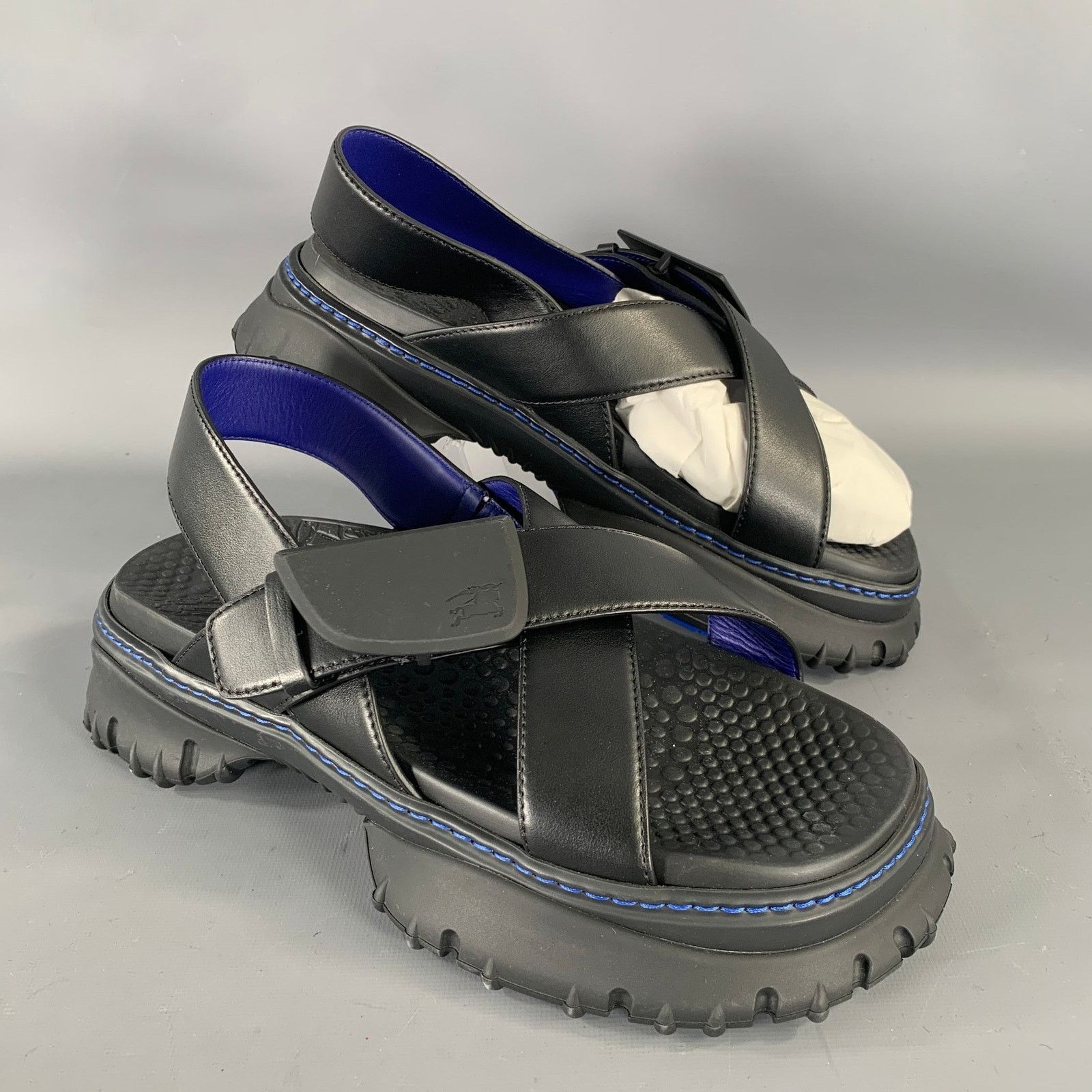 Burberry BURBERRY Size 10 Black Leather Sandals Size US 10 / EU 43 - 1 Thumbnail
