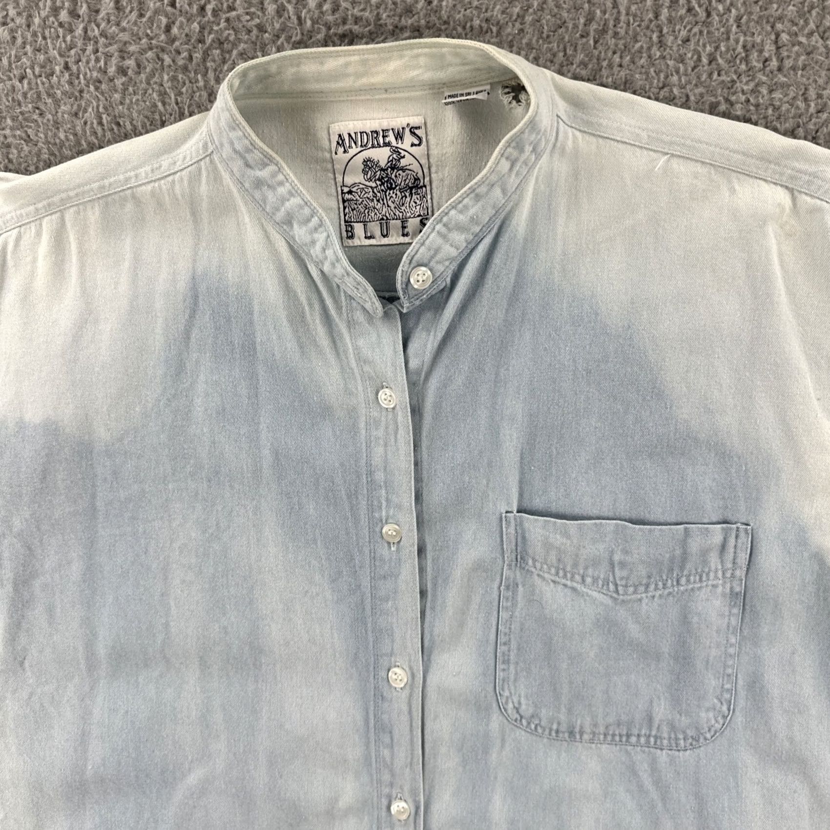 Vintage VINTAGE Andrew’s Blues Denim Shirt Womens Medium Blue 90s Button-Up Shirt Size M / US 6-8 / IT 42-44 - 5 Thumbnail
