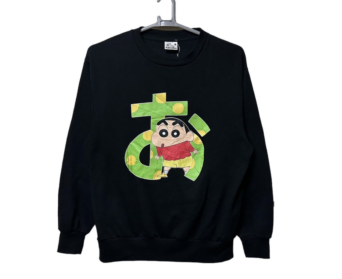 image of Anima x Cartoon Network Vintage 90's Crayon Shinchan Cartoon Sweatshirt Large Size in Black, Men's